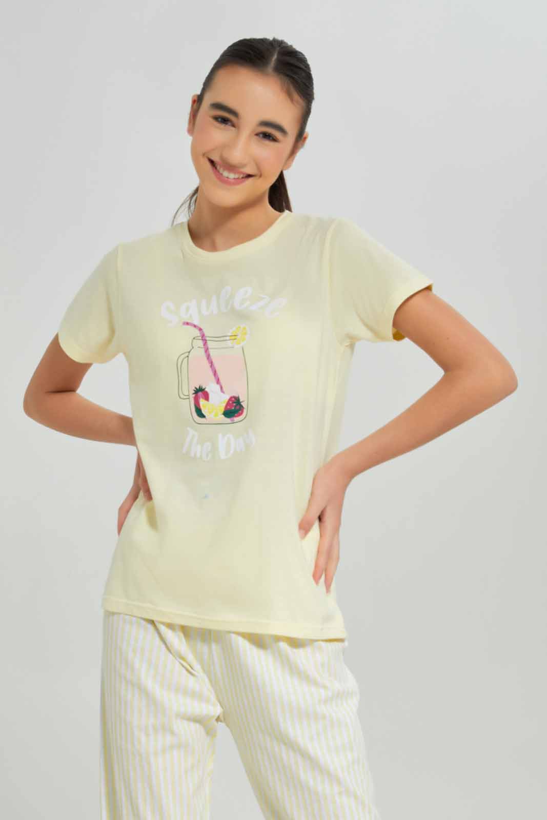 Redtag-Girls-Yellow-Pajama-Sets-Category:Pyjama-Sets,-Colour:Yellow,-Deals:New-In,-Dept:Girls,-Filter:Senior-Girls-(8-to-14-Yrs),-GSR-Pyjama-Sets,-New-In-GSR-APL,-Non-Sale,-S23A,-Section:Girls-(0-to-14Yrs)-Senior-Girls-9 to 14 Years