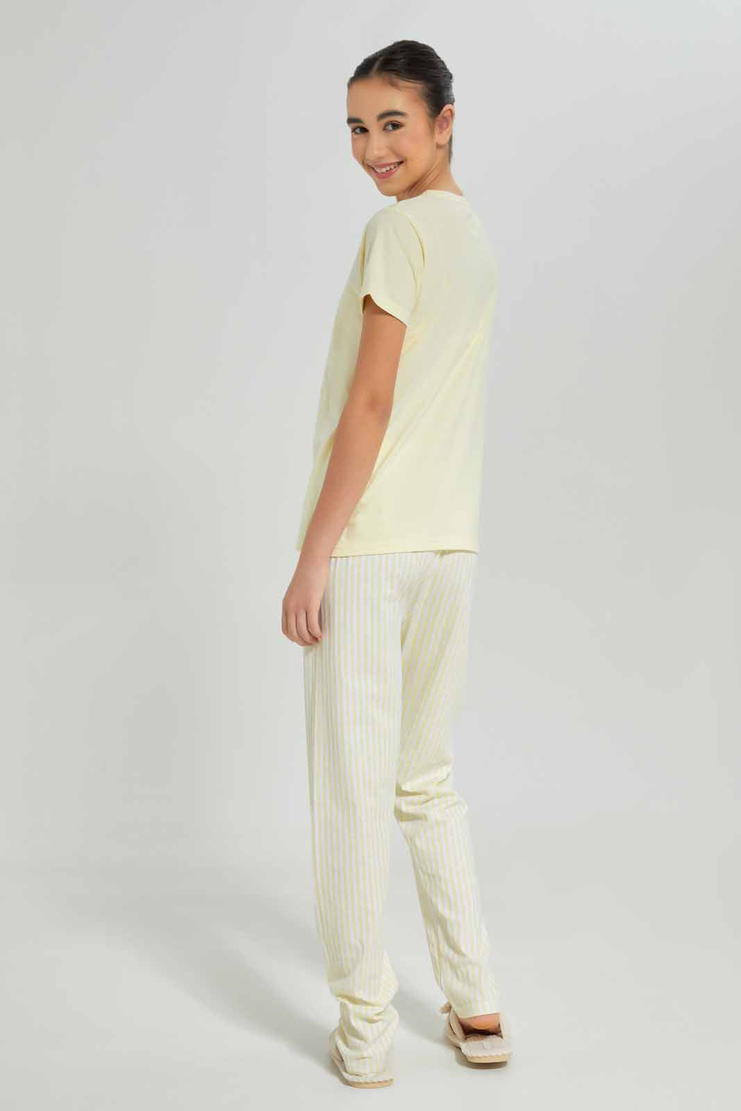 Redtag-Girls-Yellow-Pajama-Sets-Category:Pyjama-Sets,-Colour:Yellow,-Deals:New-In,-Dept:Girls,-Filter:Senior-Girls-(8-to-14-Yrs),-GSR-Pyjama-Sets,-New-In-GSR-APL,-Non-Sale,-S23A,-Section:Girls-(0-to-14Yrs)-Senior-Girls-9 to 14 Years