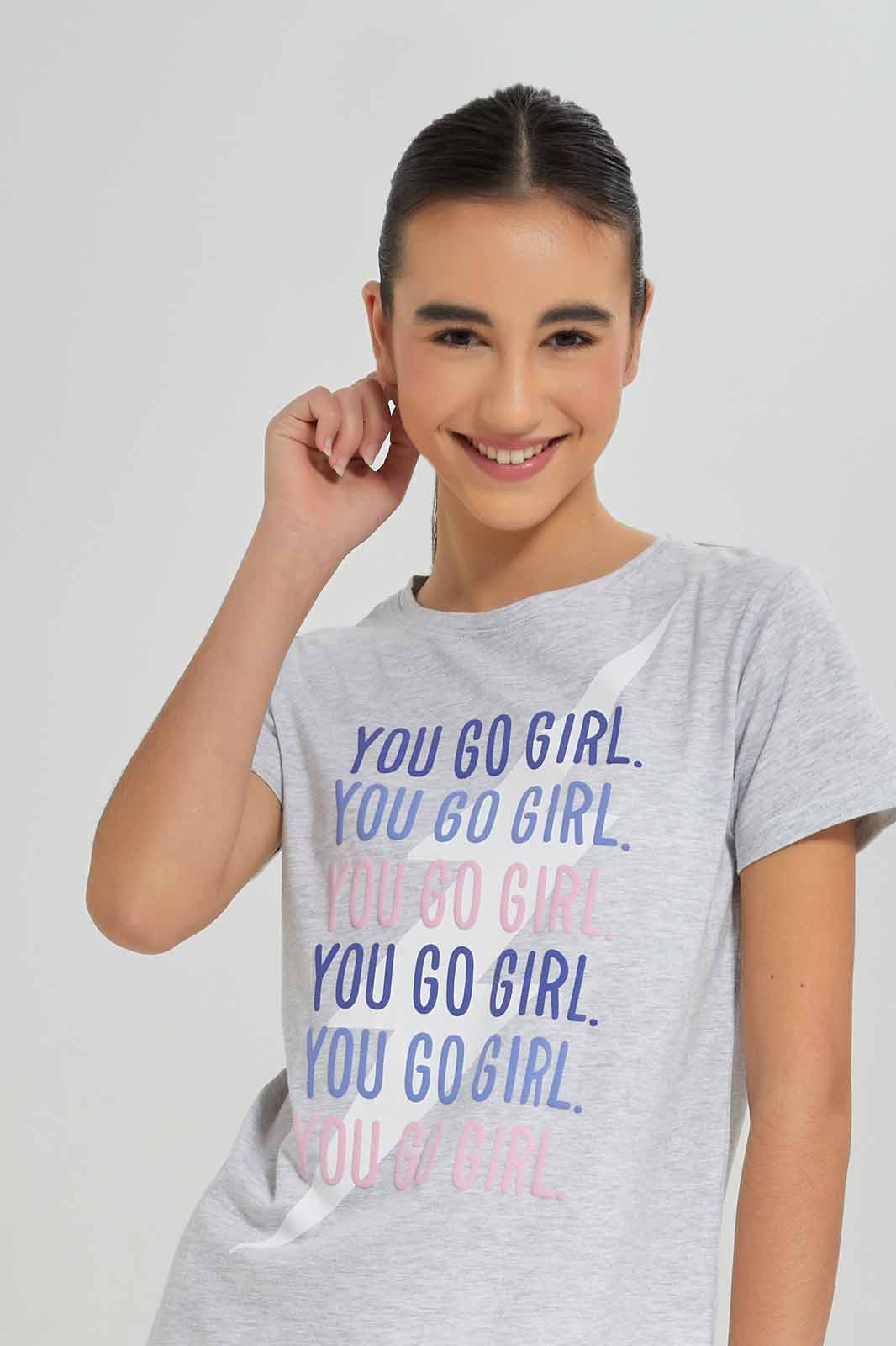 Redtag-Girls-Grey-Melange-Pajama-Sets-Category:Pyjama-Sets,-Colour:Grey,-Deals:New-In,-Dept:Girls,-Filter:Senior-Girls-(8-to-14-Yrs),-GSR-Pyjama-Sets,-New-In-GSR-APL,-Non-Sale,-S23A,-Section:Girls-(0-to-14Yrs)-Senior-Girls-9 to 14 Years