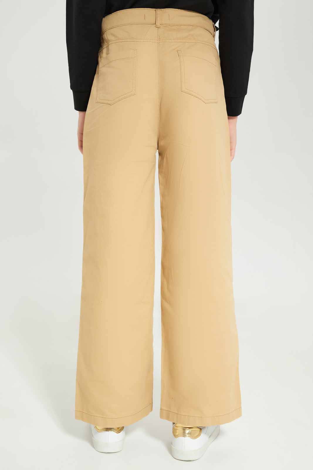 Redtag-Girls-Beige-Twill-Wideleg-Highwaist-Category:Trousers,-Colour:Beige,-Deals:New-In,-Dept:Girls,-Filter:Senior-Girls-(8-to-14-Yrs),-GSR-Trousers,-New-In-GSR-APL,-Non-Sale,-S23A,-Section:Girls-(0-to-14Yrs)-Senior-Girls-