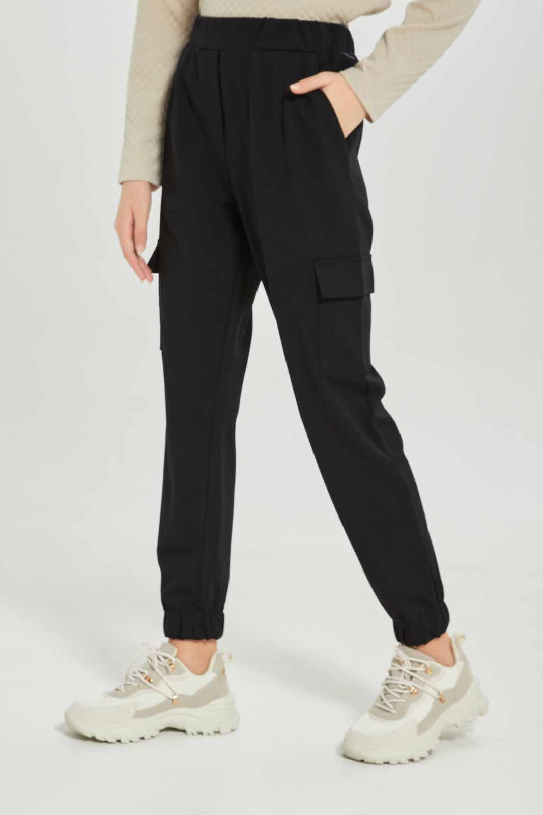Redtag-Girls-Black-Cargo-Pocket-Knitted-Jogger-Category:Trousers,-Colour:Black,-Deals:New-In,-Dept:Girls,-Filter:Senior-Girls-(8-to-14-Yrs),-GSR-Trousers,-New-In-GSR-APL,-Non-Sale,-S23A,-Section:Girls-(0-to-14Yrs),-VLM-Senior-Girls-9 to 14 Years