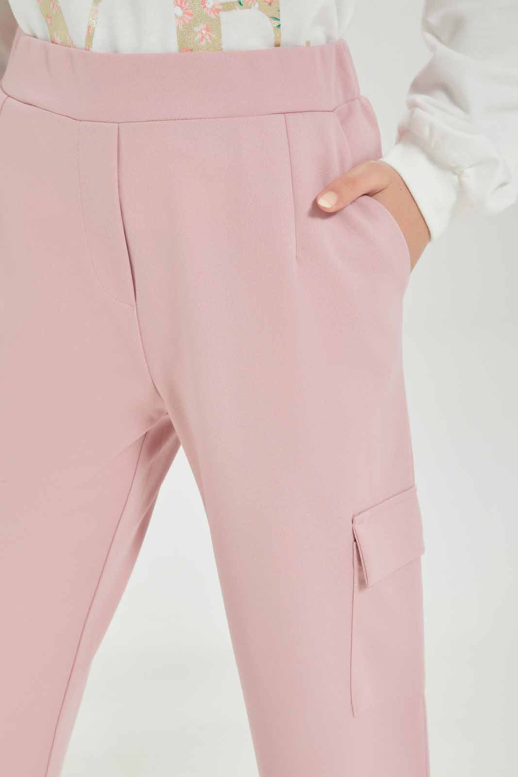 Redtag-Girls-Pink-Cargo-Pocket-Knitted-Jogger-Category:Trousers,-Colour:Apricot,-Deals:New-In,-Dept:Girls,-Filter:Senior-Girls-(8-to-14-Yrs),-GSR-Trousers,-New-In-GSR-APL,-Non-Sale,-S23A,-Section:Girls-(0-to-14Yrs),-VLM-Senior-Girls-9 to 14 Years