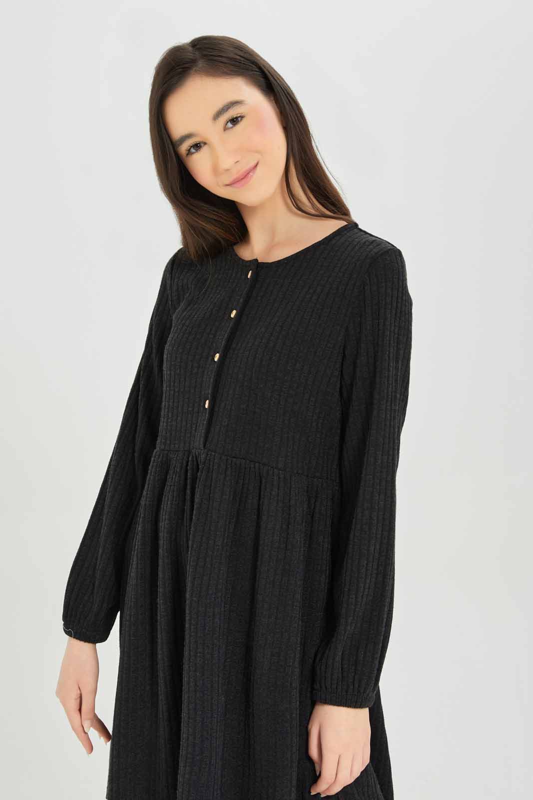 Redtag-Girls-Black-Rib-Dress-Category:Dresses,-Colour:Black,-Deals:New-In,-Dept:Girls,-Filter:Senior-Girls-(8-to-14-Yrs),-GSR-Dresses,-New-In-GSR-APL,-Non-Sale,-S23A,-Section:Girls-(0-to-14Yrs)-Senior-Girls-9 to 14 Years