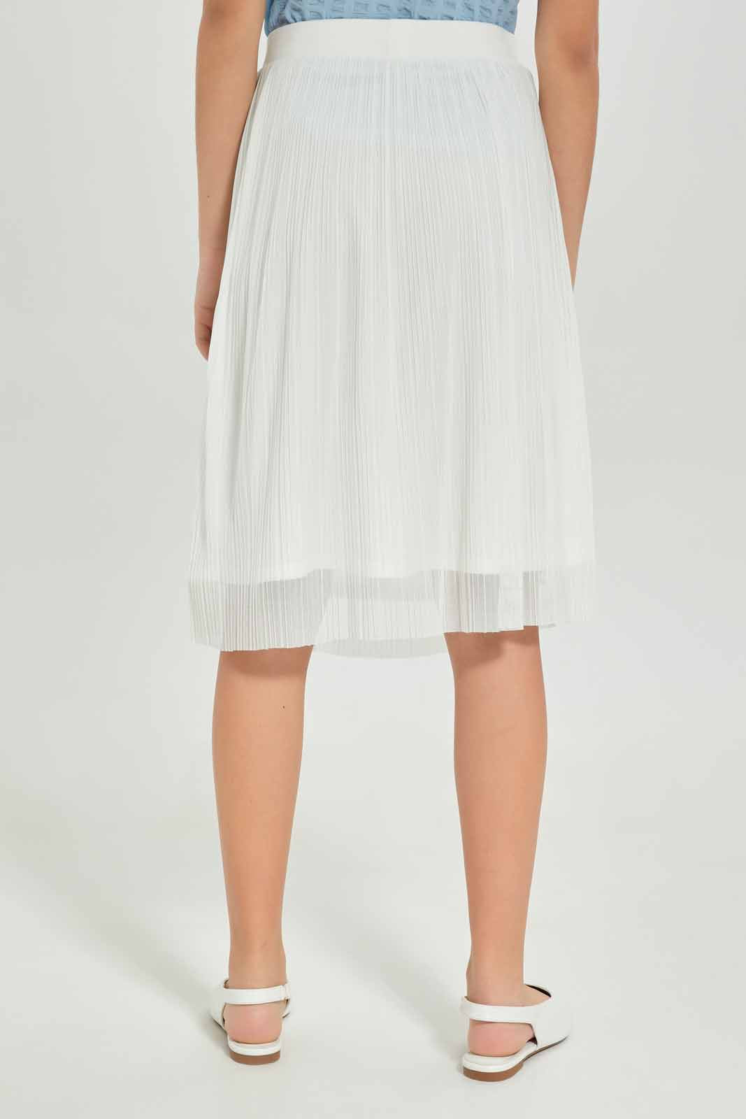 Redtag-Girls-White-Pleated-Skirts-Category:Skirts,-Colour:White,-Deals:New-In,-Dept:Girls,-Filter:Senior-Girls-(8-to-14-Yrs),-GSR-Skirts,-New-In-GSR-APL,-Non-Sale,-S23A,-Section:Girls-(0-to-14Yrs)-Senior-Girls-9 to 14 Years