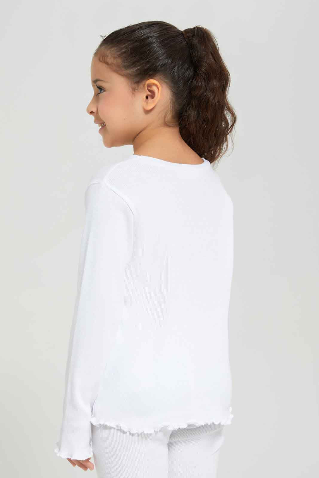 Redtag-Girls-White-Rib-Tee-Category:T-Shirts,-Colour:White,-Deals:New-In,-Dept:Girls,-Filter:Girls-(2-to-8-Yrs),-GIR-T-Shirts,-New-In-GIR-APL,-Non-Sale,-S23A,-Section:Girls-(0-to-14Yrs),-TBL-Girls-2 to 8 Years