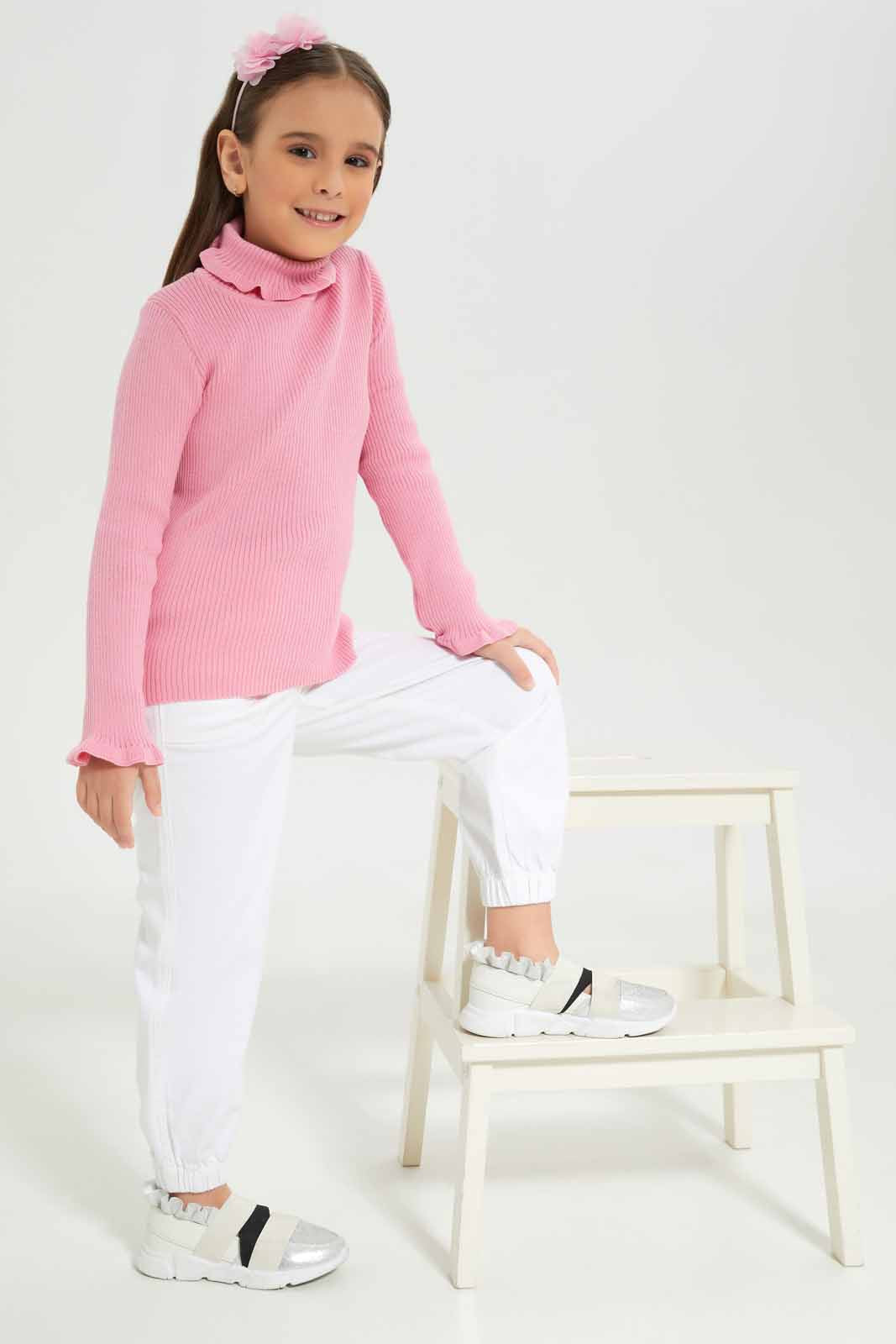 Redtag-Girls-Pink-Pullover-Category:Pullovers,-Colour:Apricot,-Deals:New-In,-Dept:Girls,-Filter:Girls-(2-to-8-Yrs),-GIR-Pullovers,-New-In-GIR-APL,-Non-Sale,-S23A,-Section:Girls-(0-to-14Yrs),-TBL-Girls-2 to 8 Years