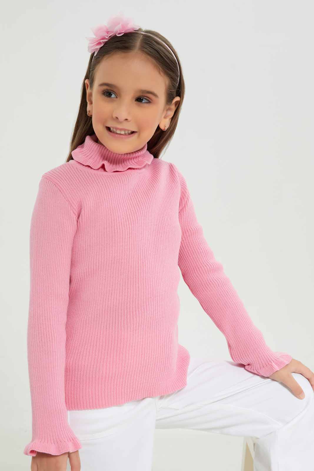 Redtag-Girls-Pink-Pullover-Category:Pullovers,-Colour:Apricot,-Deals:New-In,-Dept:Girls,-Filter:Girls-(2-to-8-Yrs),-GIR-Pullovers,-New-In-GIR-APL,-Non-Sale,-S23A,-Section:Girls-(0-to-14Yrs),-TBL-Girls-2 to 8 Years