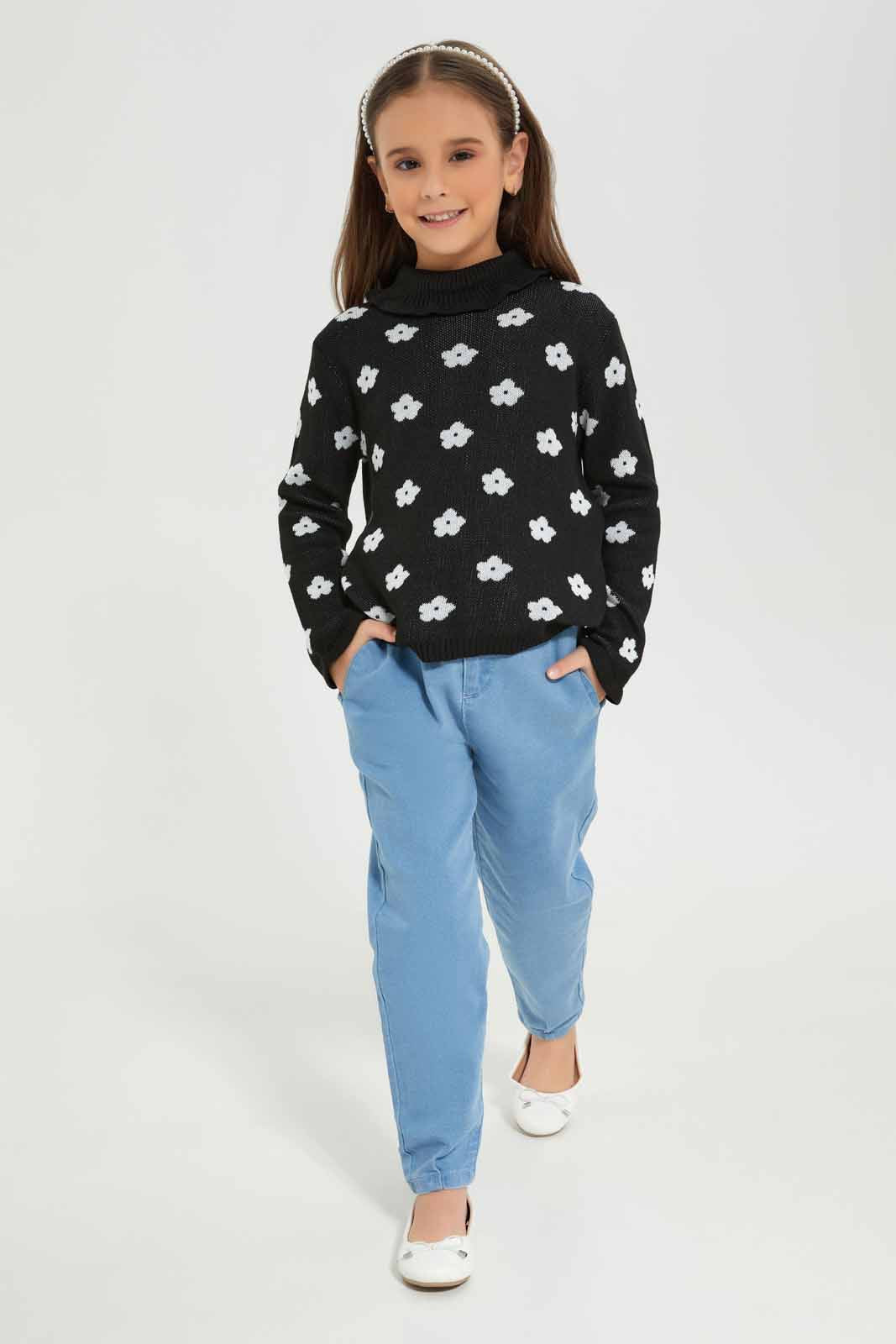Redtag-Girls-Black-Pullover-Category:Pullovers,-Colour:Black,-Deals:New-In,-Dept:Girls,-Filter:Girls-(2-to-8-Yrs),-GIR-Pullovers,-New-In-GIR-APL,-Non-Sale,-S23A,-Section:Girls-(0-to-14Yrs),-TBL-Girls-2 to 8 Years