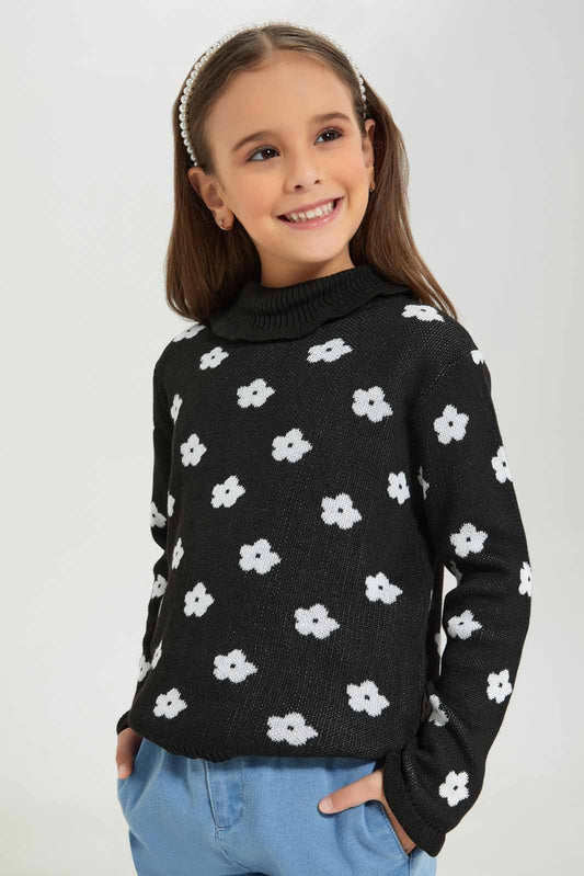 Redtag-Girls-Black-Pullover-Category:Pullovers,-Colour:Black,-Deals:New-In,-Dept:Girls,-Filter:Girls-(2-to-8-Yrs),-GIR-Pullovers,-New-In-GIR-APL,-Non-Sale,-S23A,-Section:Girls-(0-to-14Yrs),-TBL-Girls-2 to 8 Years