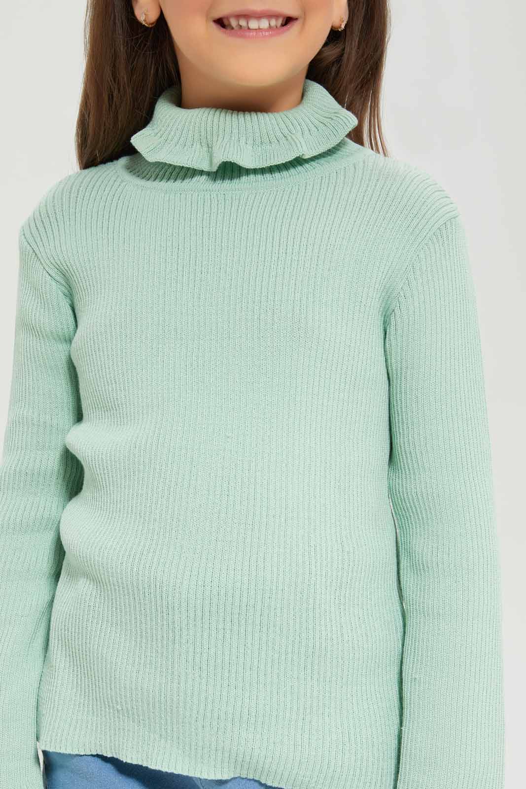 Redtag-Girls-Green-Pullover-Category:Pullovers,-Colour:Green,-Deals:New-In,-Dept:Girls,-Filter:Girls-(2-to-8-Yrs),-GIR-Pullovers,-New-In-GIR-APL,-Non-Sale,-S23A,-Section:Girls-(0-to-14Yrs),-TBL-Girls-2 to 8 Years