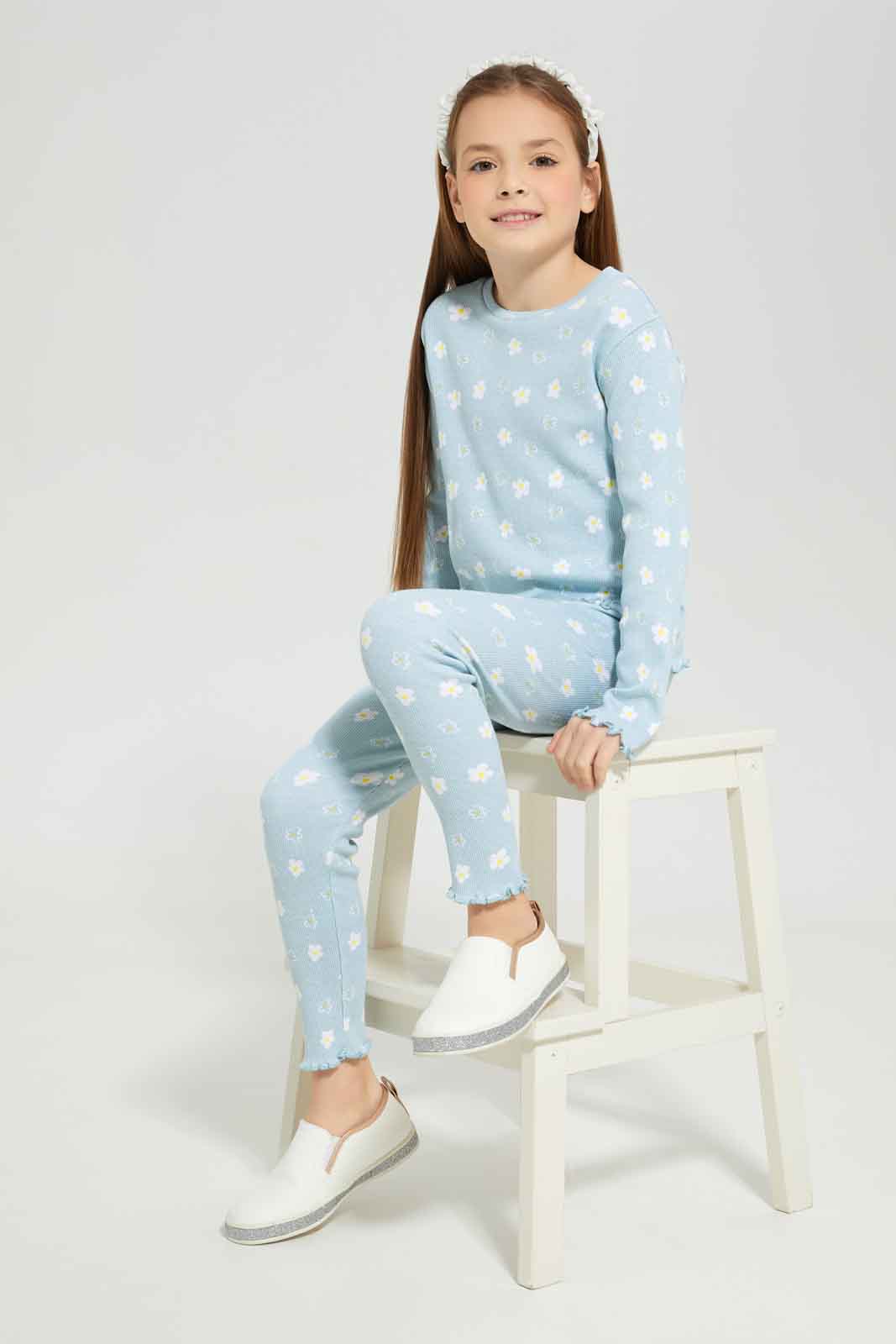 Redtag-Girls-Blue-Rib-Tee-Category:T-Shirts,-Colour:Blue,-Deals:New-In,-Dept:Girls,-Filter:Girls-(2-to-8-Yrs),-GIR-T-Shirts,-New-In-GIR-APL,-Non-Sale,-S23A,-Section:Girls-(0-to-14Yrs),-TBL-Girls-2 to 8 Years