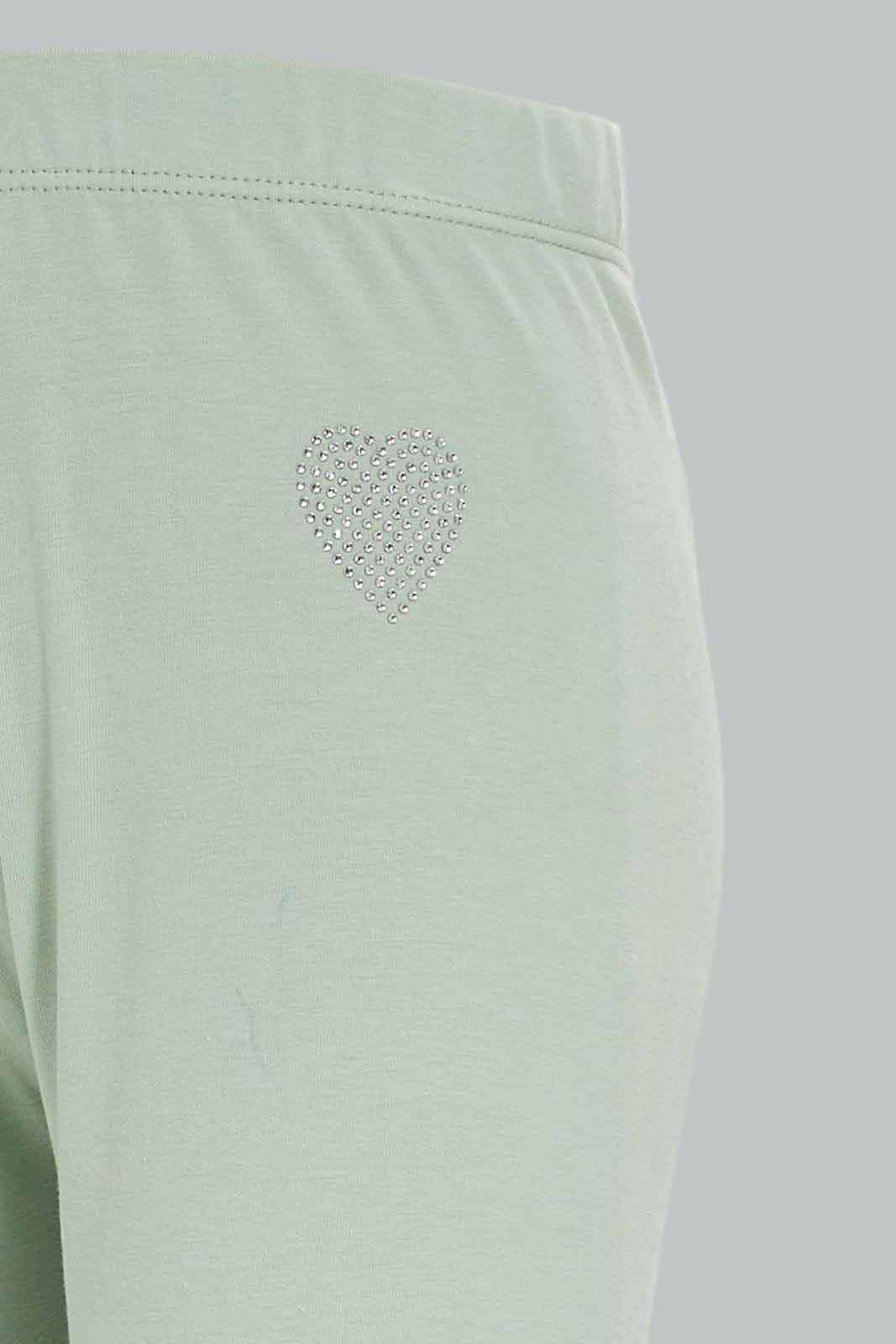 Redtag-Girls-Green-Legging-With-Rhine-Stone-Category:Leggings,-Colour:Green,-Deals:New-In,-Dept:Girls,-Filter:Girls-(2-to-8-Yrs),-GIR-Leggings,-New-In-GIR-APL,-Non-Sale,-S23A,-Section:Girls-(0-to-14Yrs),-TBL-Girls-2 to 8 Years