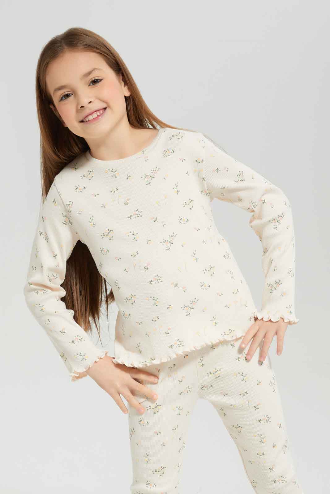 Redtag-Girls-Beige-Rib-Tee-Category:T-Shirts,-Colour:Beige,-Deals:New-In,-Dept:Girls,-Filter:Girls-(2-to-8-Yrs),-GIR-T-Shirts,-New-In-GIR-APL,-Non-Sale,-S23A,-Section:Girls-(0-to-14Yrs),-TBL-Girls-2 to 8 Years