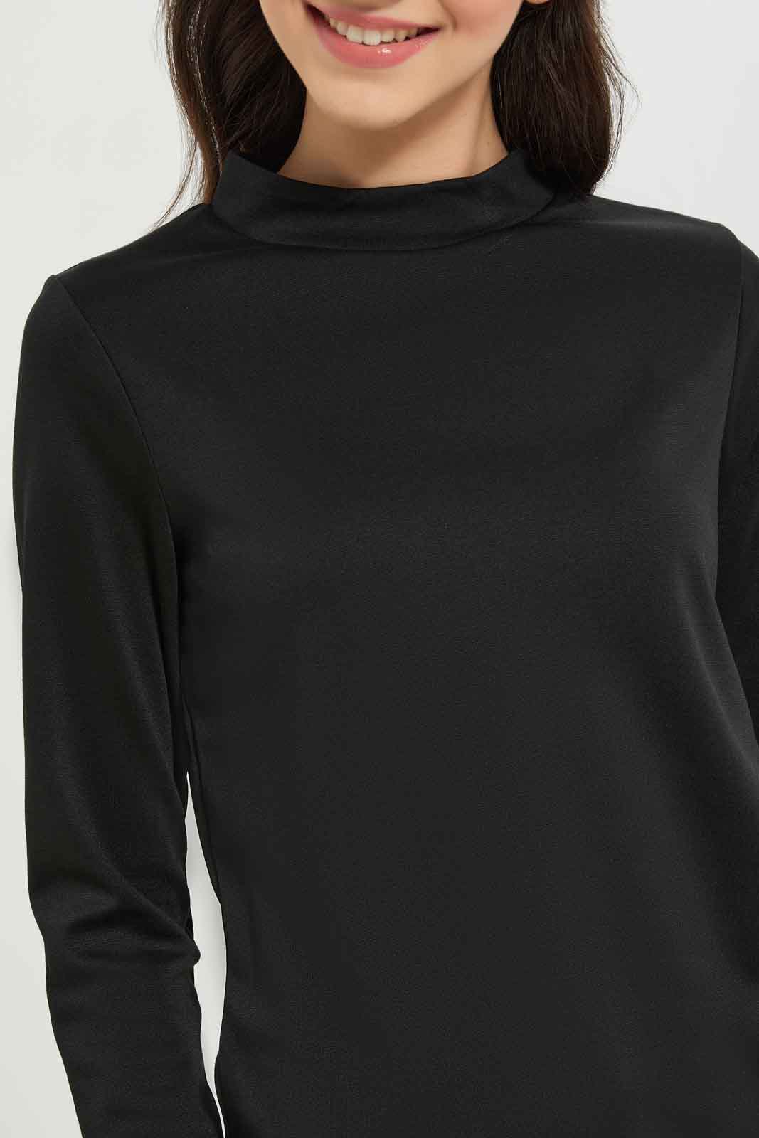 Redtag-Girls-Black-High-Neck-Ponte-Top-Category:T-Shirts,-Colour:Black,-Deals:New-In,-Dept:Girls,-Filter:Senior-Girls-(8-to-14-Yrs),-GSR-T-Shirts,-New-In-GSR-APL,-Non-Sale,-S23A,-Section:Girls-(0-to-14Yrs)-Senior-Girls-9 to 14 Years