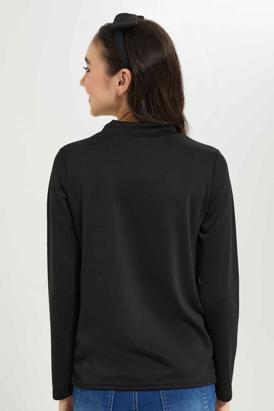Redtag-Girls-Black-High-Neck-Ponte-Top-Category:T-Shirts,-Colour:Black,-Deals:New-In,-Dept:Girls,-Filter:Senior-Girls-(8-to-14-Yrs),-GSR-T-Shirts,-New-In-GSR-APL,-Non-Sale,-S23A,-Section:Girls-(0-to-14Yrs)-Senior-Girls-9 to 14 Years