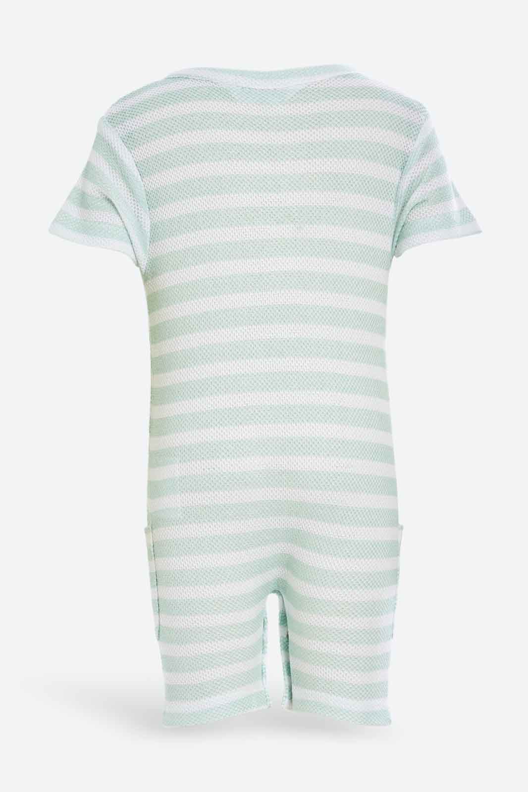 Redtag-Mint-Aop-Yarn-Dye-Jacquard-Romper-Category:Rompers,-Colour:Assorted,-Deals:New-In,-Dept:New-Born,-Filter:Baby-(0-to-12-Mths),-NBF-Rompers,-New-In-NBF-APL,-Non-Sale,-S23B,-Section:Boys-(0-to-14Yrs)-Baby-0 to 12 Months