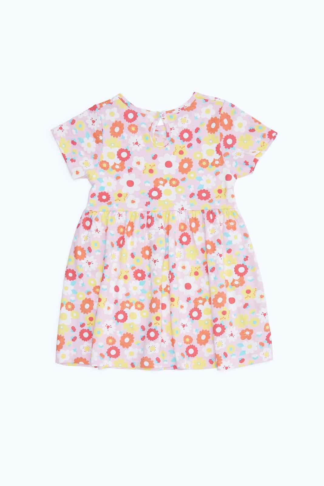 Redtag-Girls-Baby-Pink-Floral-Aop-Dress-Category:Dresses,-Colour:Apricot,-Deals:New-In,-Dept:Girls,-Filter:Infant-Girls-(3-to-24-Mths),-ING-Dresses,-New-In-ING-APL,-Non-Sale,-S23B,-Section:Girls-(0-to-14Yrs),-VLM-Infant-Girls-3 to 24 Months