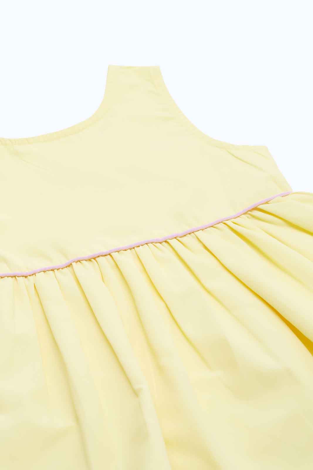 Redtag-Girls-Yellow-Solid-Dress-Category:Dresses,-Colour:Yellow,-Deals:New-In,-Dept:Girls,-Filter:Infant-Girls-(3-to-24-Mths),-ING-Dresses,-New-In-ING-APL,-Non-Sale,-S23B,-Section:Girls-(0-to-14Yrs),-VLM-Infant-Girls-3 to 24 Months