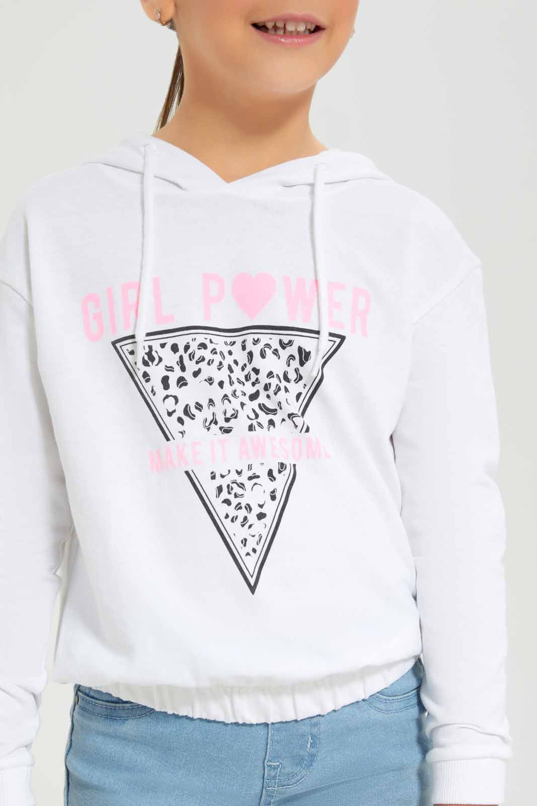 Redtag-Girls-White-Hooded-Sweatshirt-Category:Sweatshirts,-Colour:White,-Deals:New-In,-Dept:Girls,-Filter:Girls-(2-to-8-Yrs),-GIR-Sweatshirts,-New-In-GIR-APL,-Non-Sale,-S23A,-Section:Girls-(0-to-14Yrs),-TBL-Girls-2 to 8 Years
