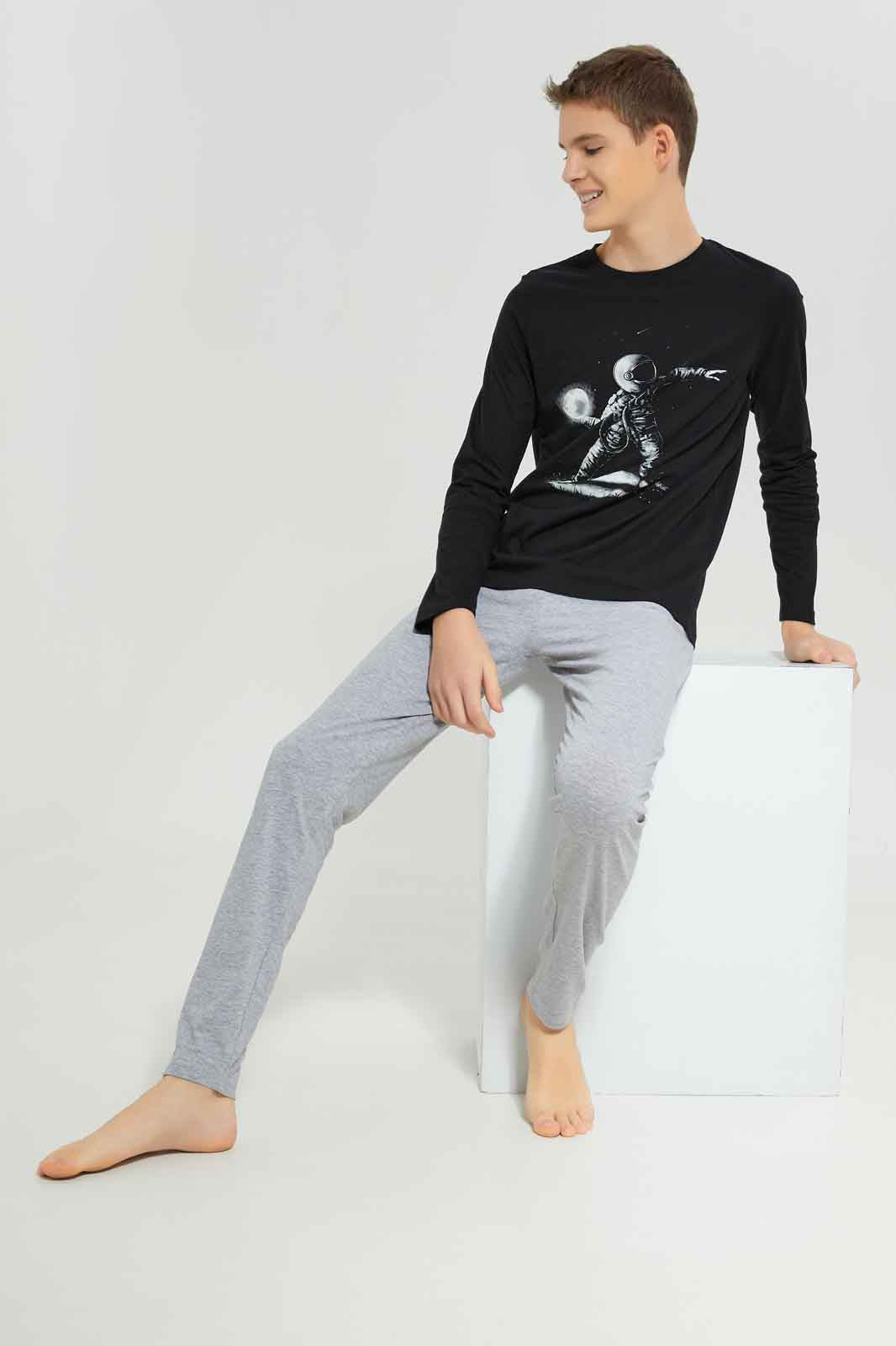 Redtag-Boys-Black-Astraunat-Nightsuit-BSR-Pyjama-Sets,-Category:Pyjama-Sets,-Colour:Black,-Deals:New-In,-Dept:Boys,-Filter:Senior-Boys-(8-to-14-Yrs),-New-In-BSR-APL,-Non-Sale,-S23A,-Section:Boys-(0-to-14Yrs),-VLM-Senior-Boys-9 to 14 Years