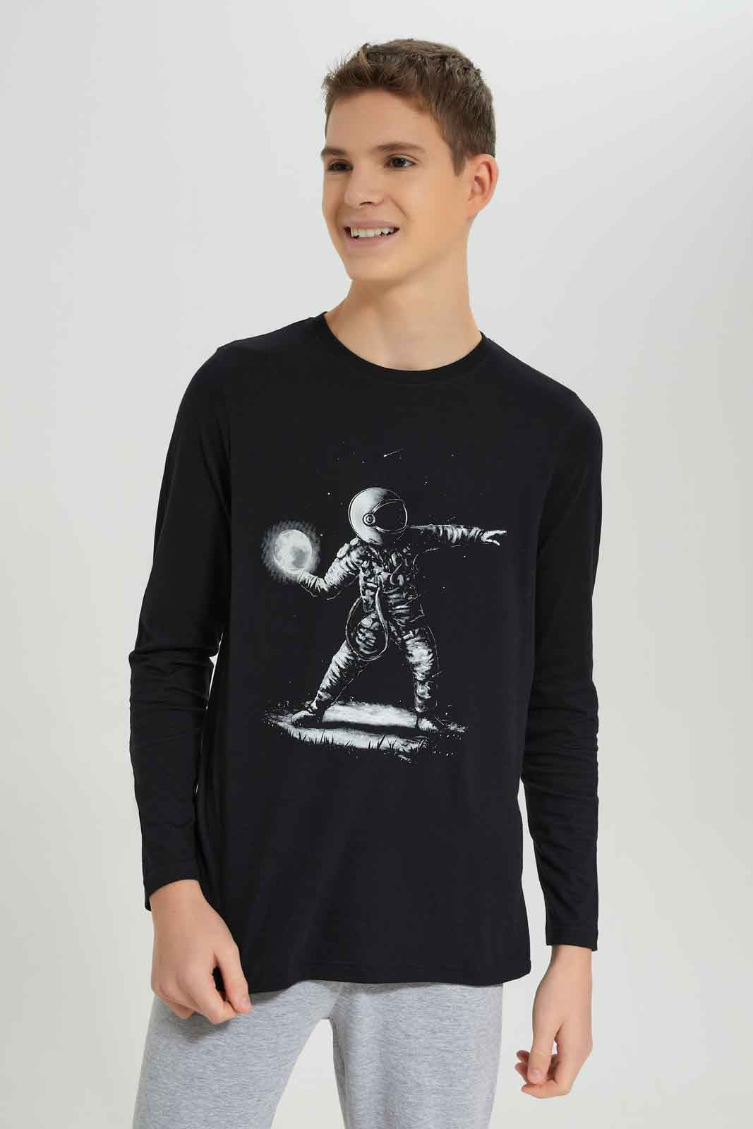 Redtag-Boys-Black-Astraunat-Nightsuit-BSR-Pyjama-Sets,-Category:Pyjama-Sets,-Colour:Black,-Deals:New-In,-Dept:Boys,-Filter:Senior-Boys-(8-to-14-Yrs),-New-In-BSR-APL,-Non-Sale,-S23A,-Section:Boys-(0-to-14Yrs),-VLM-Senior-Boys-9 to 14 Years