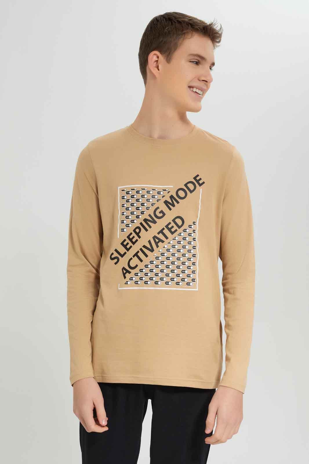 Redtag-Boys-Beige-Sleeping-Mode-Activated-Nightsuit-BSR-Pyjama-Sets,-Category:Pyjama-Sets,-Colour:Beige,-Deals:New-In,-Dept:Boys,-Filter:Senior-Boys-(8-to-14-Yrs),-New-In-BSR-APL,-Non-Sale,-S23A,-Section:Boys-(0-to-14Yrs),-VLM-Senior-Boys-9 to 14 Years