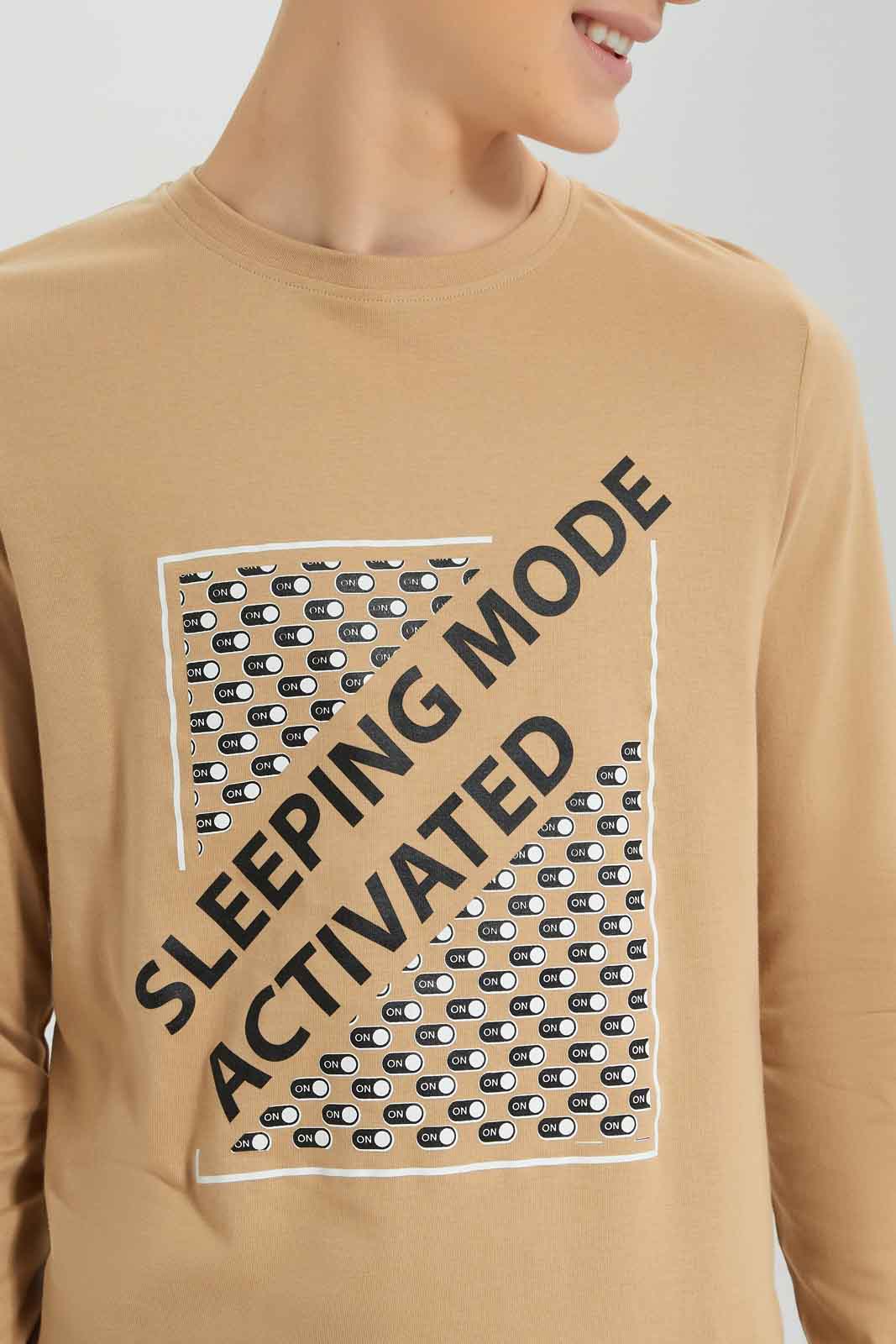 Redtag-Boys-Beige-Sleeping-Mode-Activated-Nightsuit-BSR-Pyjama-Sets,-Category:Pyjama-Sets,-Colour:Beige,-Deals:New-In,-Dept:Boys,-Filter:Senior-Boys-(8-to-14-Yrs),-New-In-BSR-APL,-Non-Sale,-S23A,-Section:Boys-(0-to-14Yrs),-VLM-Senior-Boys-9 to 14 Years