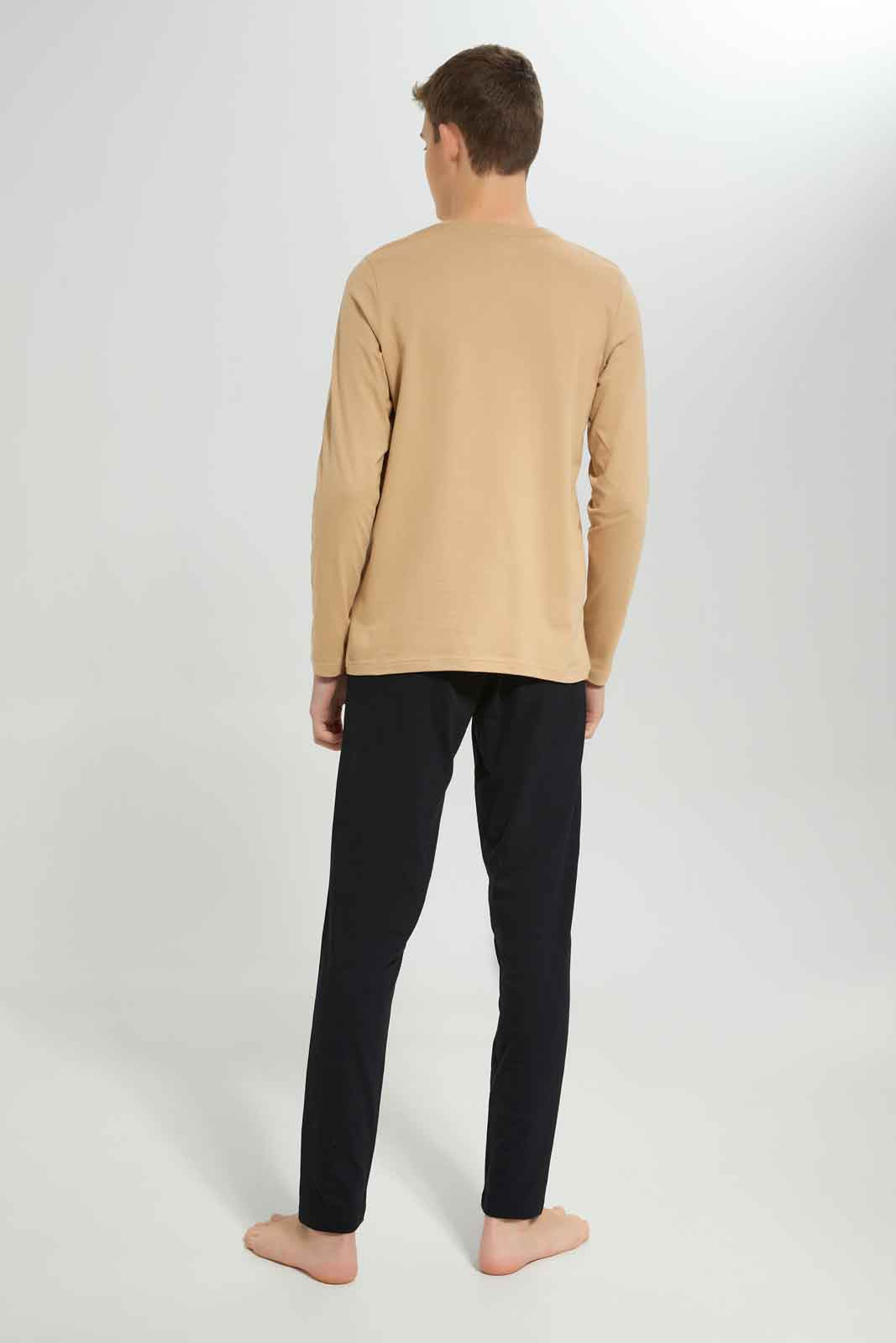 Redtag-Boys-Beige-Sleeping-Mode-Activated-Nightsuit-BSR-Pyjama-Sets,-Category:Pyjama-Sets,-Colour:Beige,-Deals:New-In,-Dept:Boys,-Filter:Senior-Boys-(8-to-14-Yrs),-New-In-BSR-APL,-Non-Sale,-S23A,-Section:Boys-(0-to-14Yrs),-VLM-Senior-Boys-9 to 14 Years