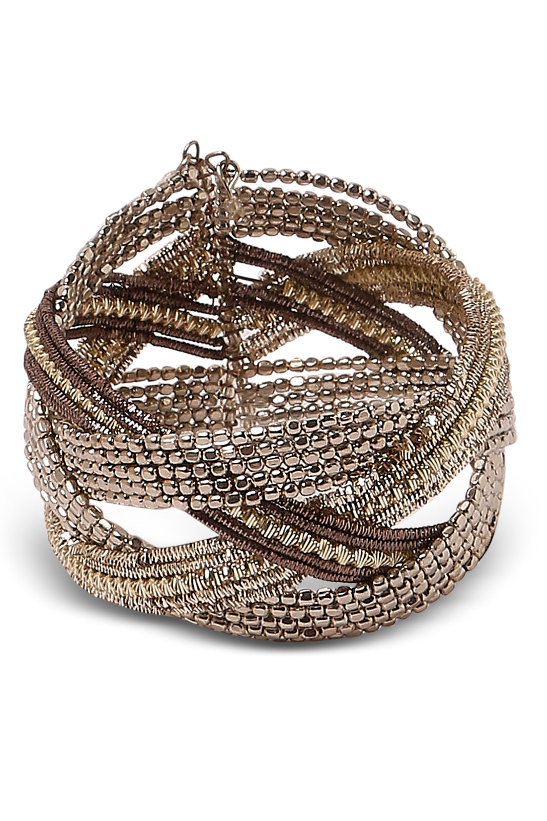 Redtag-Silver-Gold--Black-Embelished-Cuff-Category:Jewellery,-Colour:Gold,-Dept:Ladieswear,-Filter:Women's-Accessories,-New-In,-New-In-Women-ACC,-Non-Sale,-S23A,-Section:Women,-Women-Jewellery-Women-