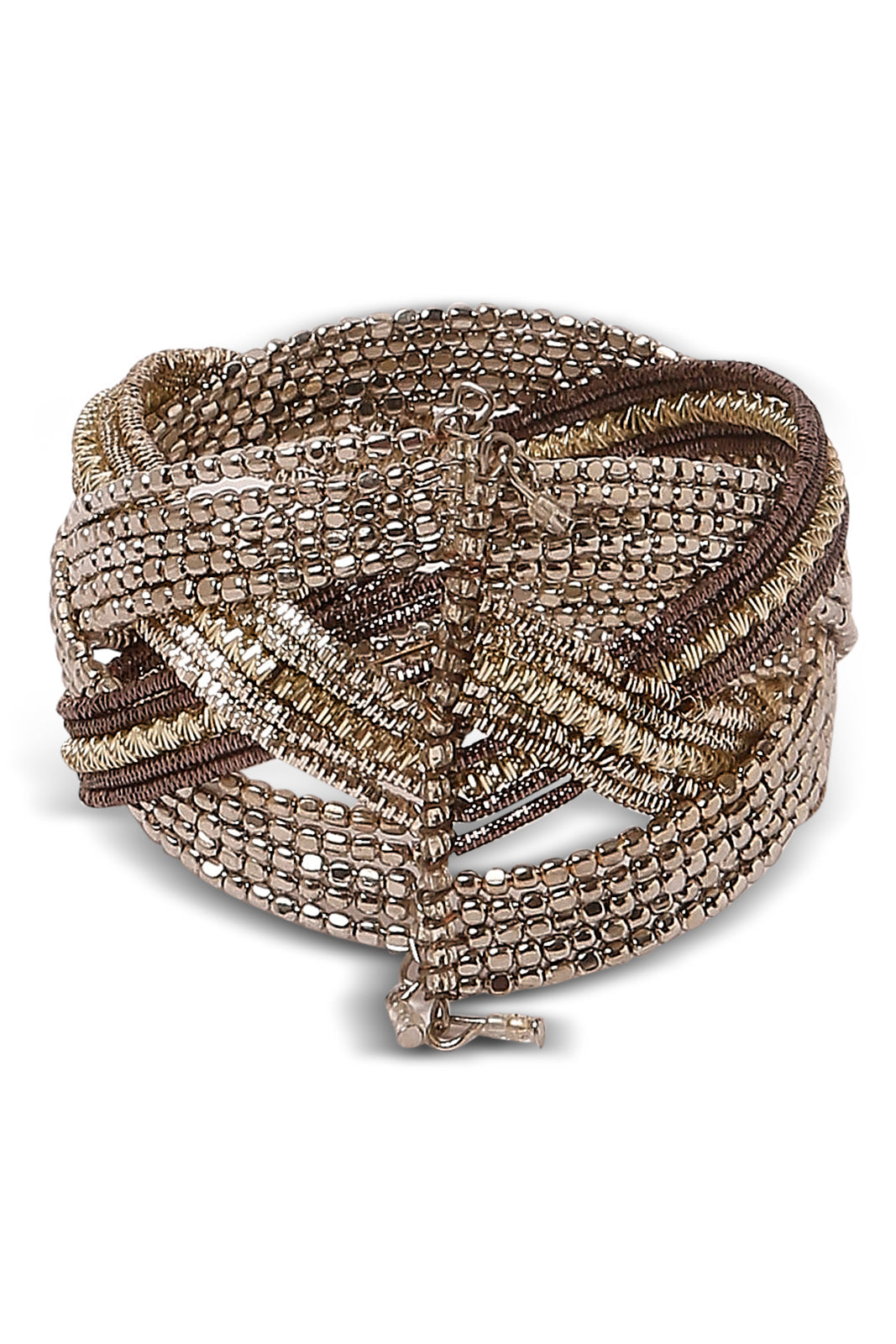 Redtag-Silver-Gold--Black-Embelished-Cuff-Category:Jewellery,-Colour:Gold,-Dept:Ladieswear,-Filter:Women's-Accessories,-New-In,-New-In-Women-ACC,-Non-Sale,-S23A,-Section:Women,-Women-Jewellery-Women-