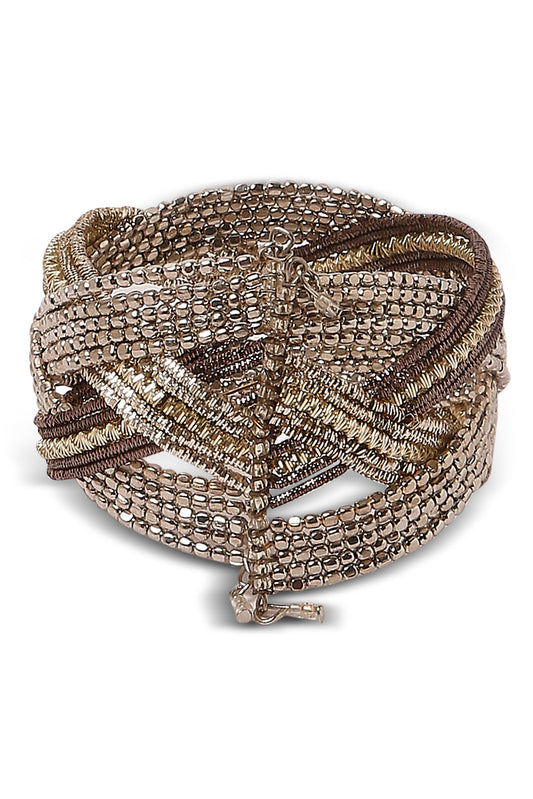 Redtag-Silver-Gold--Black-Embelished-Cuff-Category:Jewellery,-Colour:Gold,-Dept:Ladieswear,-Filter:Women's-Accessories,-New-In,-New-In-Women-ACC,-Non-Sale,-S23A,-Section:Women,-Women-Jewellery-Women-