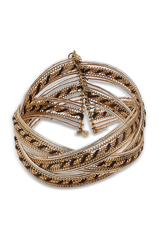 Redtag-Gold-Embelished-Cuff-Category:Jewellery,-Colour:Gold,-Dept:Ladieswear,-Filter:Women's-Accessories,-New-In,-New-In-Women-ACC,-Non-Sale,-S23A,-Section:Women,-Women-Jewellery-Women-