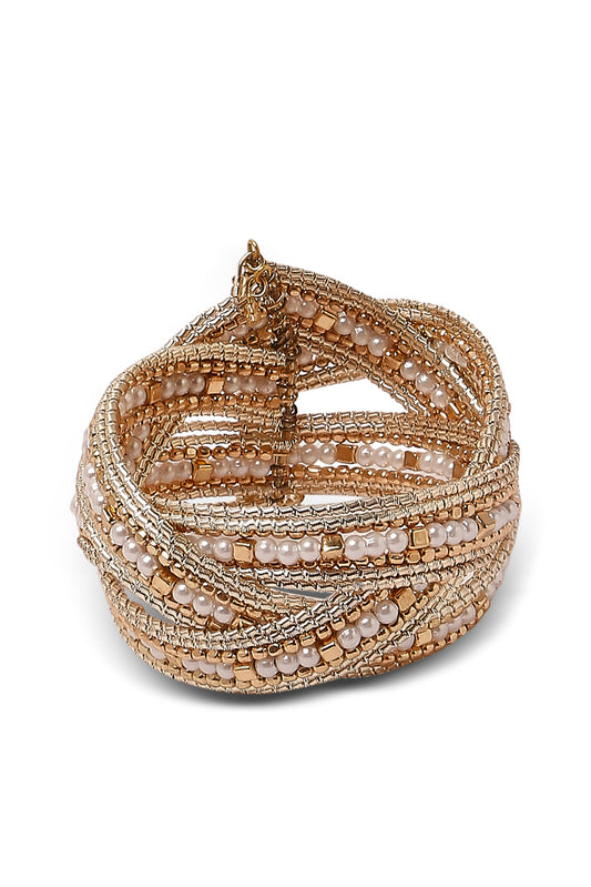 Redtag-Gold---Pearl-Embelished-Cuff-Category:Jewellery,-Colour:Gold,-Dept:Ladieswear,-Filter:Women's-Accessories,-New-In,-New-In-Women-ACC,-Non-Sale,-S23A,-Section:Women,-Women-Jewellery-Women-