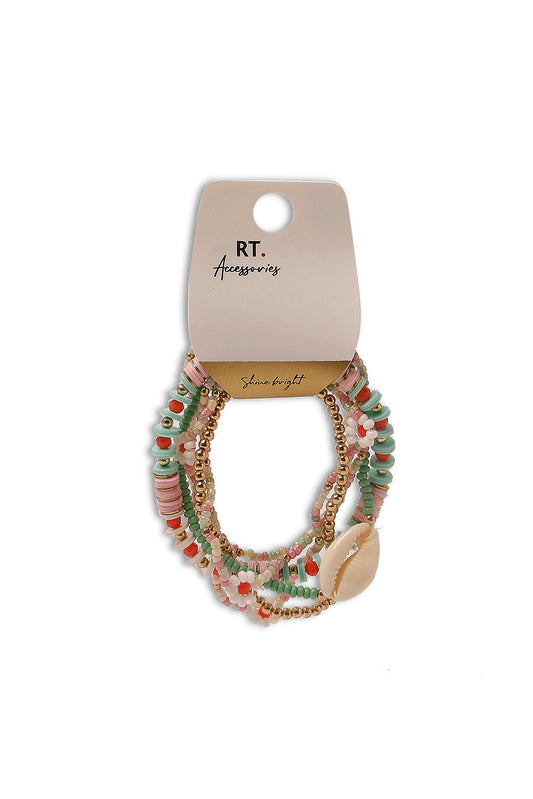 Redtag-Gold---Turq-Embelished-Elastic-Bracelets-Category:Jewellery,-Colour:Gold,-Dept:Ladieswear,-Filter:Women's-Accessories,-New-In,-New-In-Women-ACC,-Non-Sale,-S23A,-Section:Women,-Women-Jewellery-Women-