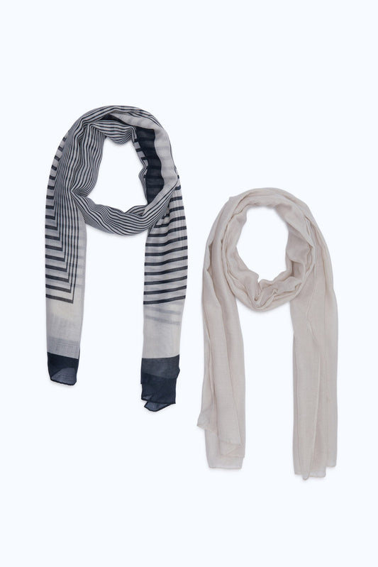 Redtag-Multi-Colour-Solid-And-Printed-Set-Of-2-Scarf-Category:Scarves,-Colour:Assorted,-Deals:New-In,-Dept:Ladieswear,-Filter:Women's-Accessories,-H1:ACC,-H2:LAD,-H3:LAA,-H4:SCA,-New-In,-New-In-Women-ACC,-Non-Sale,-S23A,-Season:S23B,-Section:Women,-Style:SET-OF-2,-Women-Scarves-Women-
