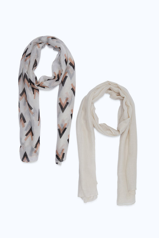 Redtag-Multi-Colour-Solid-And-Printed-Set-Of-2-Scarf-Category:Scarves,-Colour:Assorted,-Deals:New-In,-Dept:Ladieswear,-Filter:Women's-Accessories,-H1:ACC,-H2:LAD,-H3:LAA,-H4:SCA,-New-In,-New-In-Women-ACC,-Non-Sale,-S23A,-Season:S23B,-Section:Women,-Style:SET-OF-2,-Women-Scarves-Women-