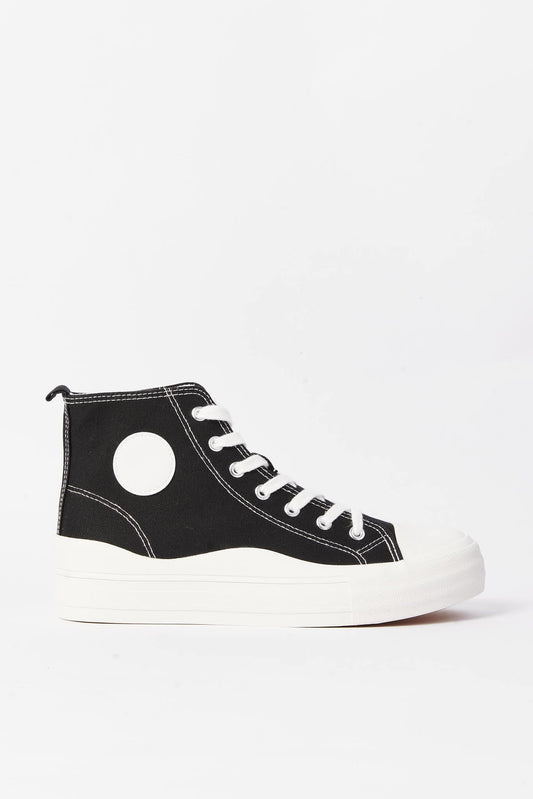Redtag-Black-Lace-Up-High-Top-Category:Trainers,-Colour:Black,-Deals:New-In,-Filter:Women's-Footwear,-N/A,-New-In-Women-FOO,-Non-Sale,-S23A,-Section:Women,-Women-Trainers-Women's-
