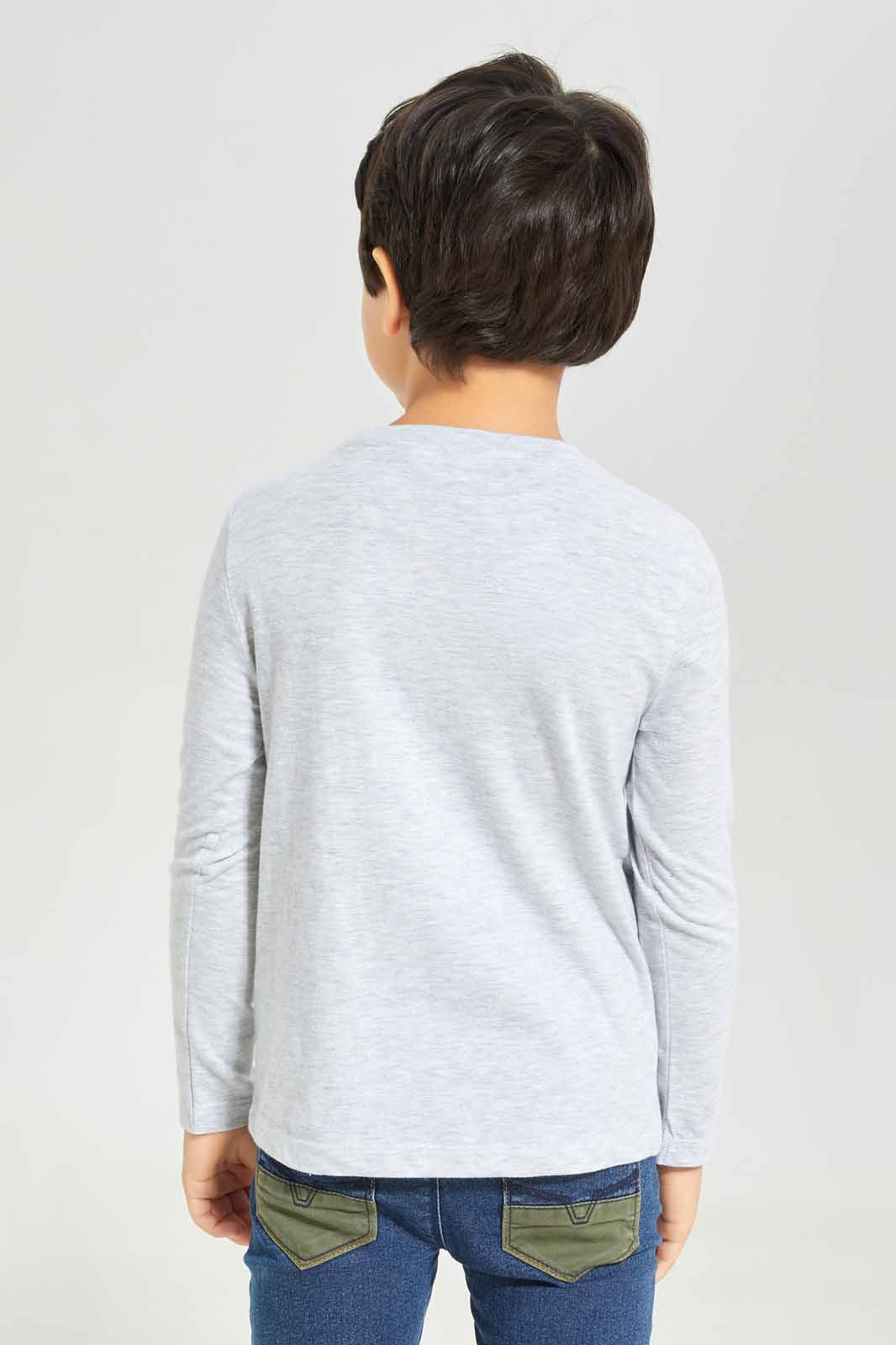 Redtag-Boys-Grey-Adventure-Long-Sleeve-Graphic-T-Shirt-BOY-T-Shirts,-Category:T-Shirts,-Colour:Grey,-Deals:New-In,-Dept:Boys,-Filter:Boys-(2-to-8-Yrs),-New-In-BOY-APL,-Non-Sale,-S23A,-Section:Boys-(0-to-14Yrs),-TBL-Boys-2 to 8 Years