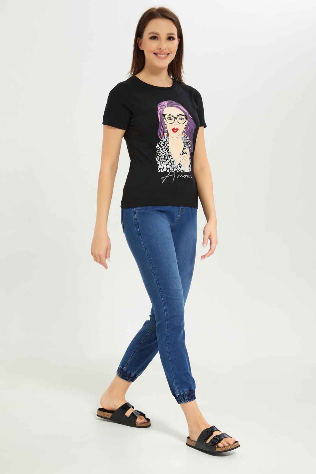 Redtag-Women-White-Amour-Lady-Embellished-T-Shirt-Category:T-Shirts,-Colour:White,-Deals:New-In,-Dept:Ladieswear,-Filter:Women's-Clothing,-New-In-Women-APL,-Non-Sale,-S23A,-Section:Women,-TBL,-Women-T-Shirts-Women's-