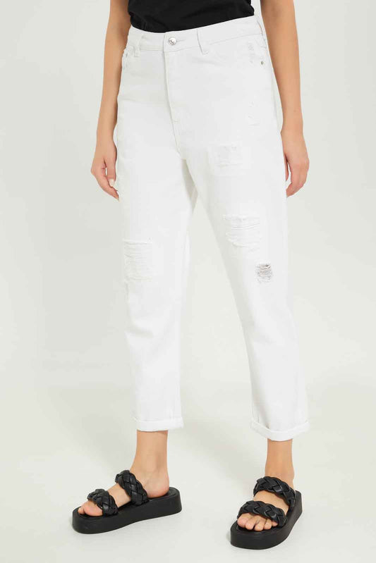 Redtag-Women-White-Twill-Mom-Fit-Jeans-Category:Jeans,-Colour:White,-Deals:New-In,-Dept:Ladieswear,-Filter:Women's-Clothing,-New-In-Women-APL,-Non-Sale,-S23B,-Section:Women,-TBL,-Women-Jeans-Women's-