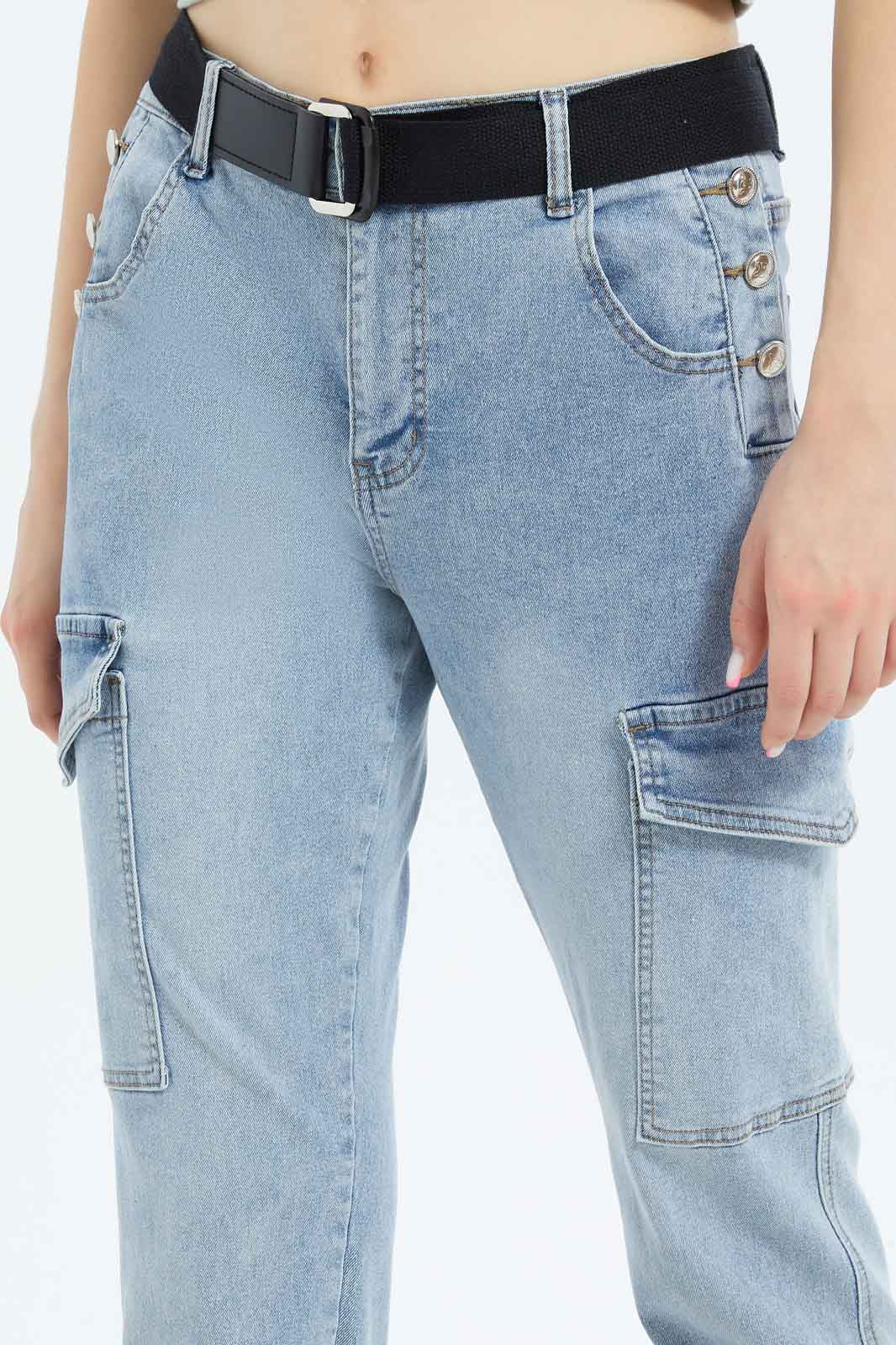 Redtag-Women-Light-Wash-Belted-Cargo-Category:Jeans,-Colour:Light-Wash,-Deals:New-In,-Dept:Ladieswear,-Filter:Women's-Clothing,-New-In-Women-APL,-Non-Sale,-S23B,-Section:Women,-TBL,-Women-Jeans-Women's-