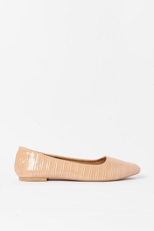 Redtag-Taupe-Croc-Patent-Square-Toe-Ballerina-Category:Shoes,-Colour:Taupe,-Deals:New-In,-Filter:Women's-Footwear,-N/A,-New-In-Women-FOO,-Non-Sale,-S23A,-Section:Women,-Women-Shoes-Women's-