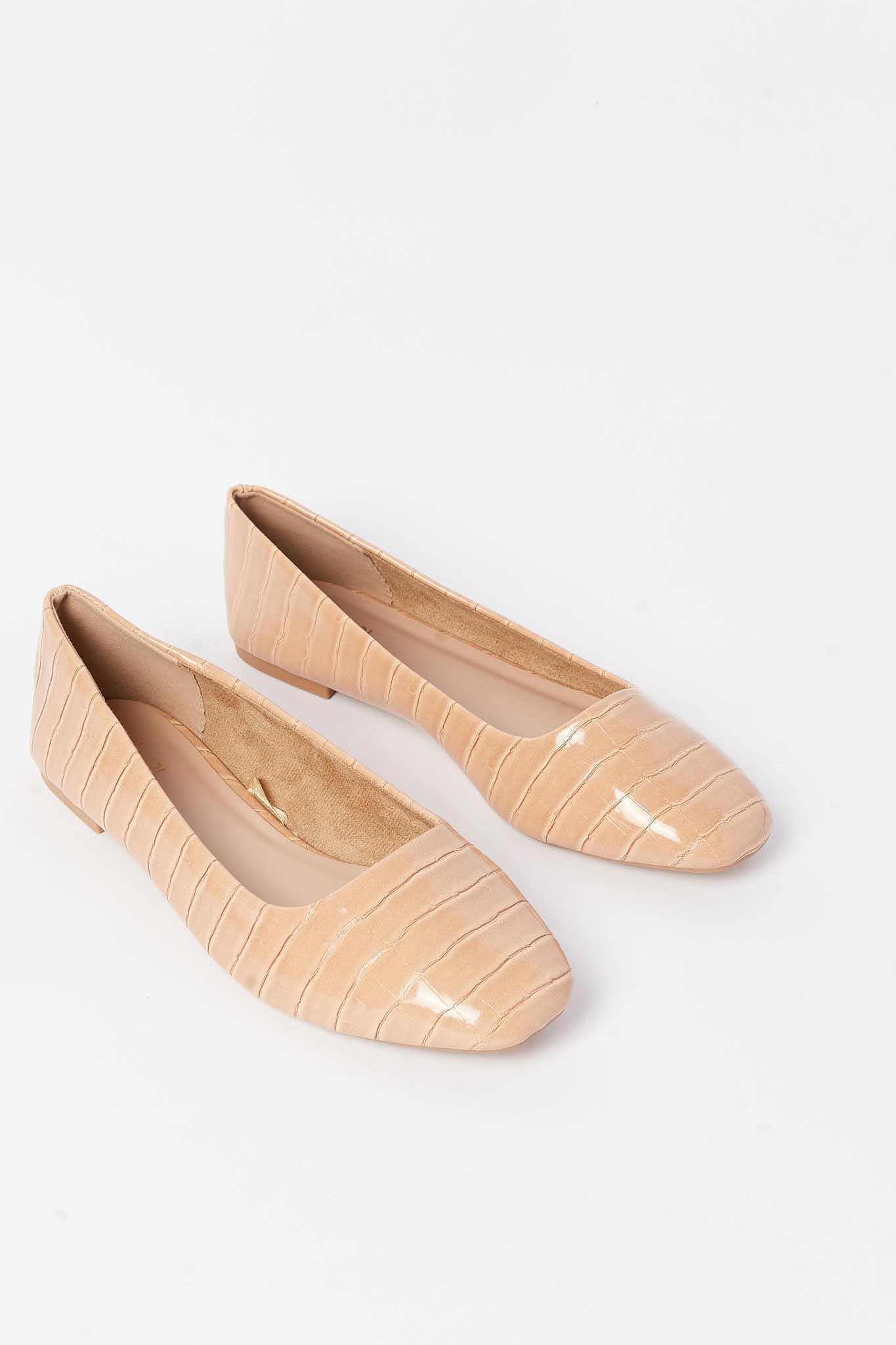 Redtag-Taupe-Croc-Patent-Square-Toe-Ballerina-Category:Shoes,-Colour:Taupe,-Deals:New-In,-Filter:Women's-Footwear,-N/A,-New-In-Women-FOO,-Non-Sale,-S23A,-Section:Women,-Women-Shoes-Women's-