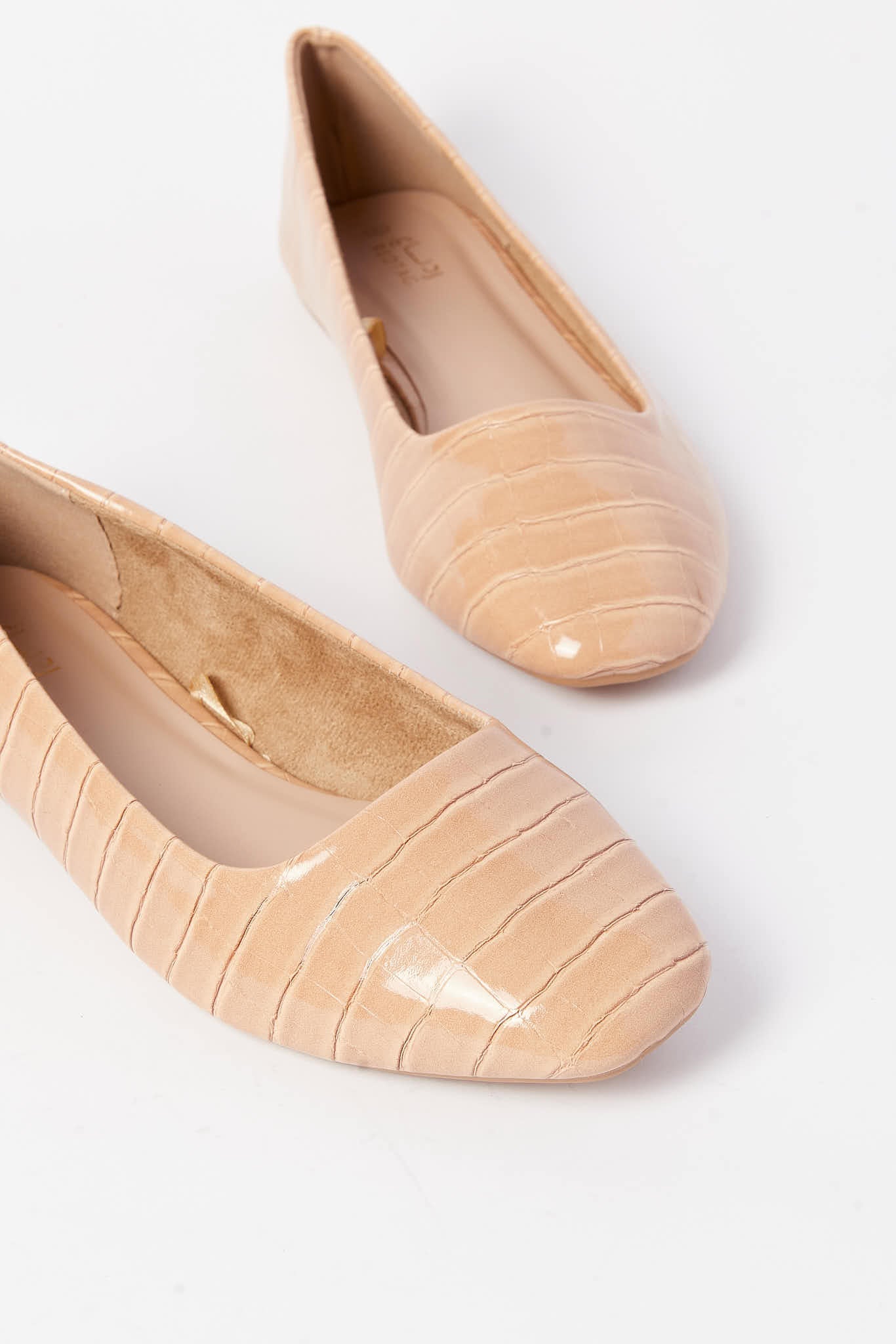 Redtag-Taupe-Croc-Patent-Square-Toe-Ballerina-Category:Shoes,-Colour:Taupe,-Deals:New-In,-Filter:Women's-Footwear,-N/A,-New-In-Women-FOO,-Non-Sale,-S23A,-Section:Women,-Women-Shoes-Women's-