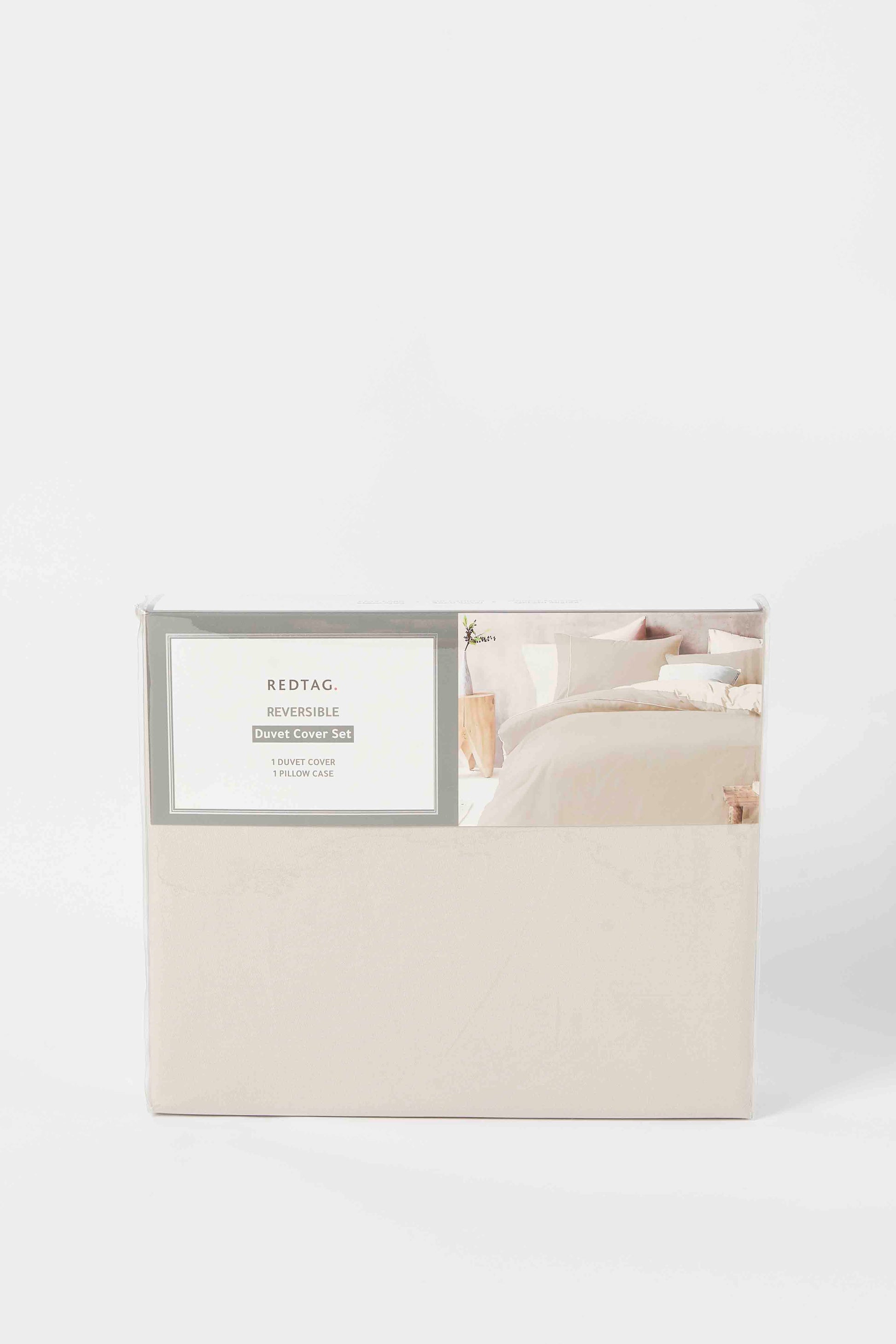 Redtag-Beige/Ivory-Reversible-2-Piece-Duvet-Cover-Set-(Single-Size)-Category:Duvet-Covers,-Colour:Beige,-Deals:New-In,-Dept:Home,-Filter:Home-Bedroom,-HMW-BED-Duvet-Covers,-New-In-HMW-BED,-Non-Sale,-S23A,-Section:Homewares-Home-Bedroom-