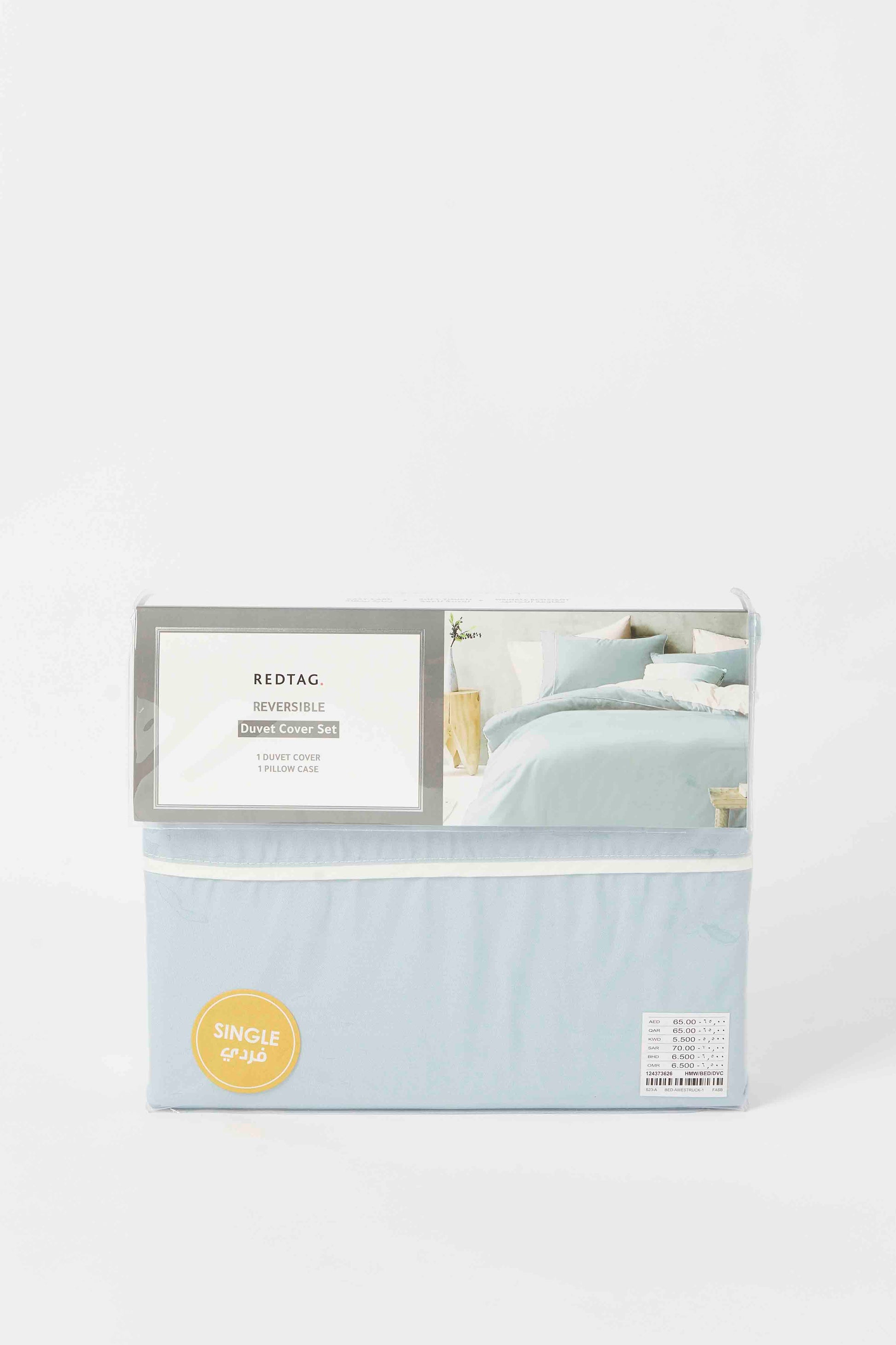 Redtag-Teal/Ivory-Reversible-2-Piece-Duvet-Cover-Set
-(Single-Size)-Category:Duvet-Covers,-Colour:Teal,-Deals:New-In,-Dept:Home,-Filter:Home-Bedroom,-HMW-BED-Duvet-Covers,-New-In-HMW-BED,-Non-Sale,-S23A,-Section:Homewares-Home-Bedroom-