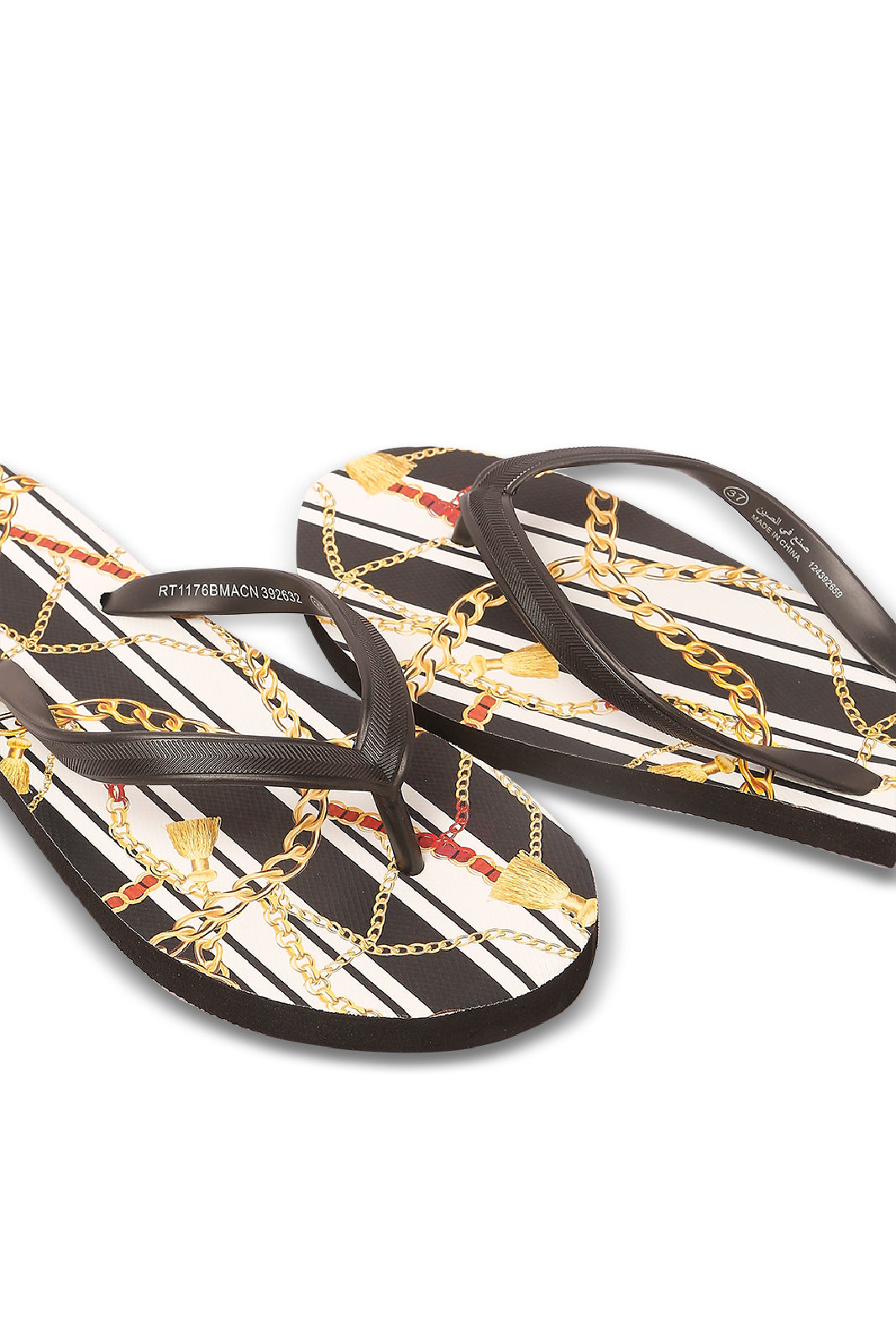 Redtag-Gold-Chain-Print-Flip-Flop-Category:Flip-Flops,-Colour:Gold,-Deals:New-In,-Filter:Women's-Footwear,-N/A,-New-In-Women-FOO,-Non-Sale,-S23A,-Section:Women,-Women-Flip-Flops-Women's-