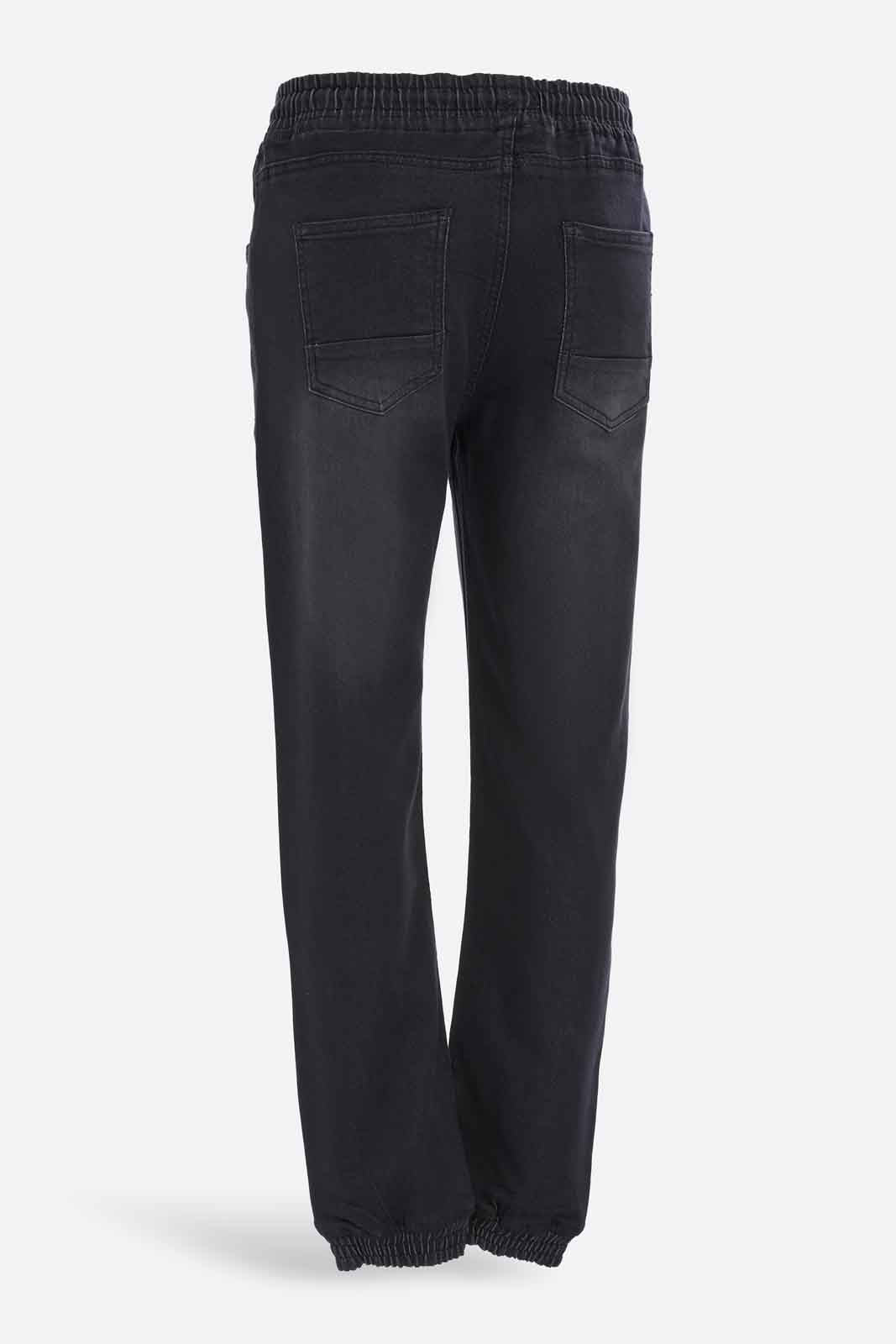 Redtag-Boys-Black-Jogger-Pull-On-Knit-Denim-With-Cuff-BSR-Jeans,-Category:Jeans,-Colour:Black,-Deals:New-In,-Dept:Boys,-Filter:Senior-Boys-(8-to-14-Yrs),-New-In-BSR-APL,-Non-Sale,-S23A,-Section:Boys-(0-to-14Yrs)-Senior-Boys-9 to 14 Years