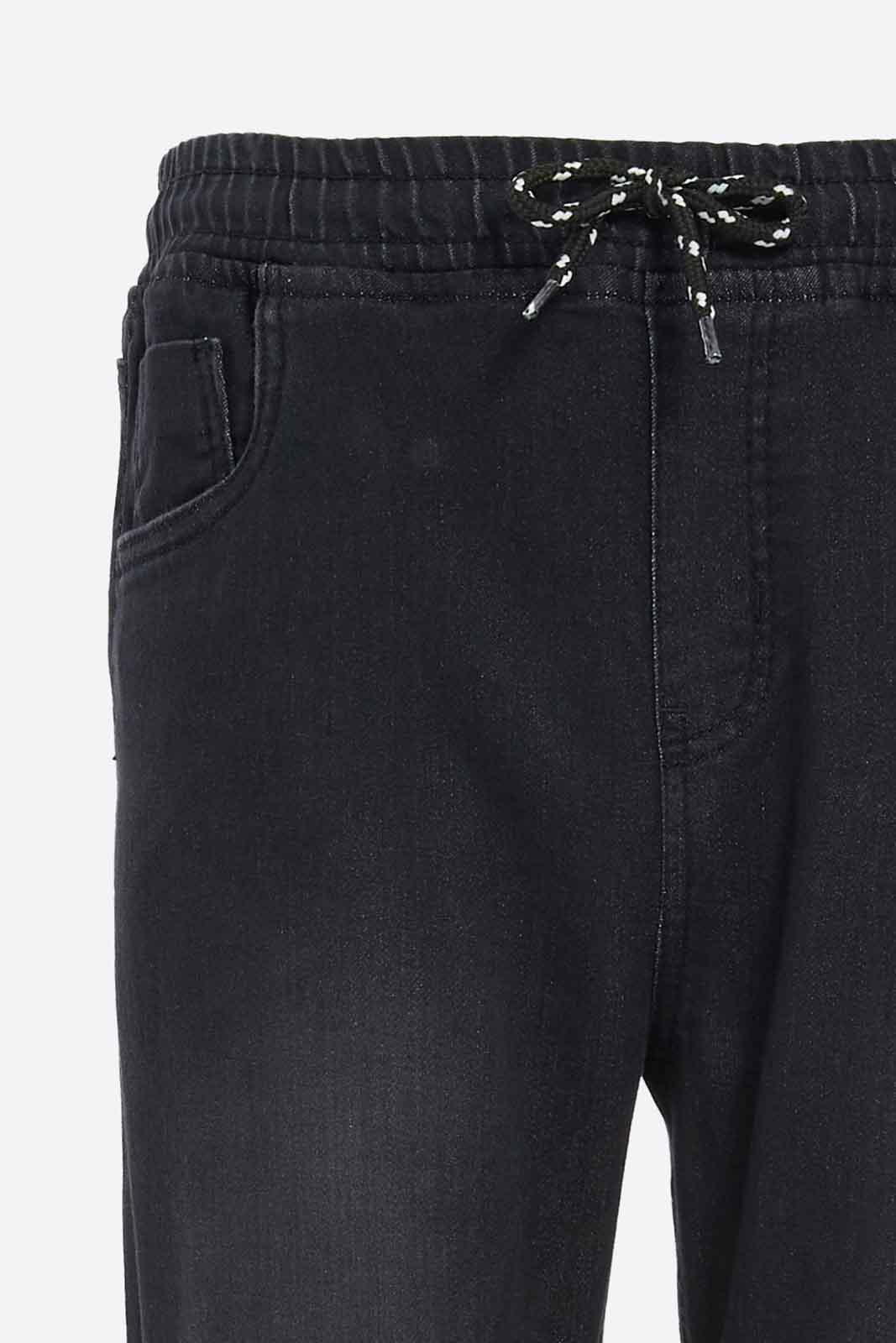 Redtag-Boys-Black-Jogger-Pull-On-Knit-Denim-With-Cuff-BSR-Jeans,-Category:Jeans,-Colour:Black,-Deals:New-In,-Dept:Boys,-Filter:Senior-Boys-(8-to-14-Yrs),-New-In-BSR-APL,-Non-Sale,-S23A,-Section:Boys-(0-to-14Yrs)-Senior-Boys-9 to 14 Years