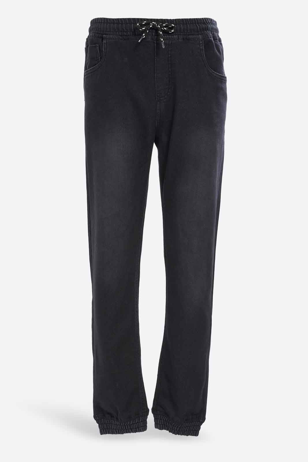 Redtag-Boys-Black-Jogger-Pull-On-Knit-Denim-With-Cuff-BSR-Jeans,-Category:Jeans,-Colour:Black,-Deals:New-In,-Dept:Boys,-Filter:Senior-Boys-(8-to-14-Yrs),-New-In-BSR-APL,-Non-Sale,-S23A,-Section:Boys-(0-to-14Yrs)-Senior-Boys-9 to 14 Years